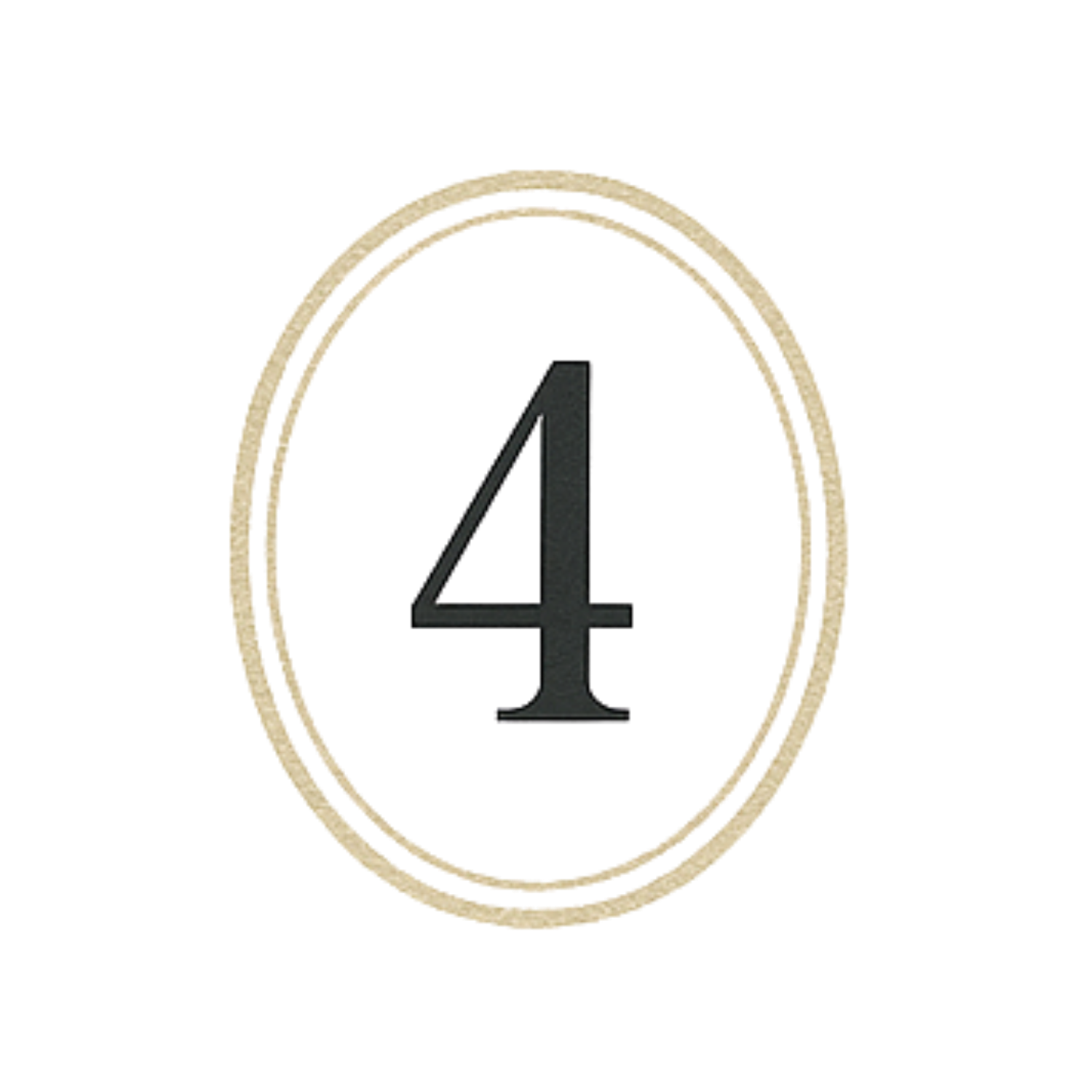 Numbered circles from 1 to 4 arranged horizontally with thin gold outlines on white background.