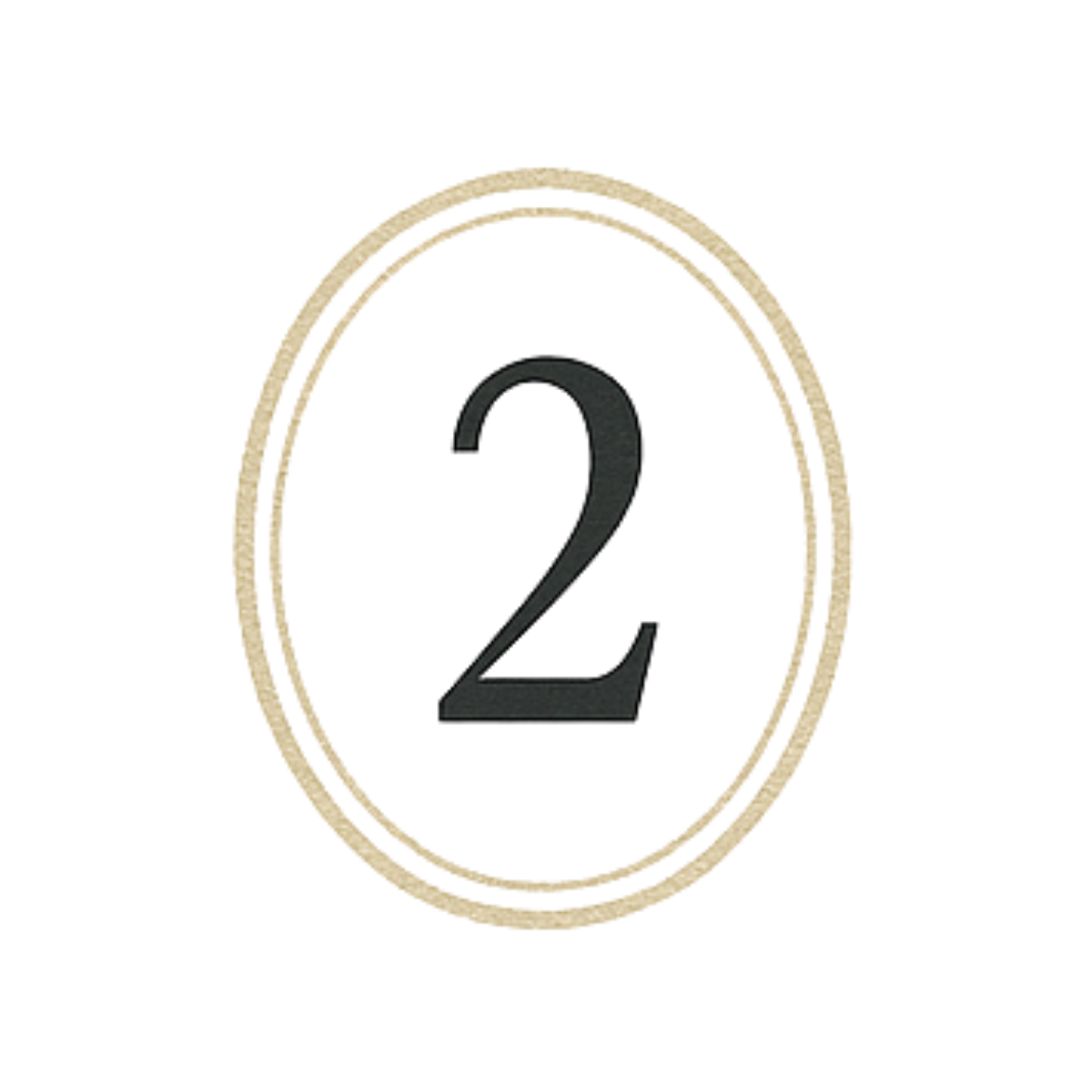 Four white circles with numbers 1 and 2 inside, arranged in a row with gold trim borders.