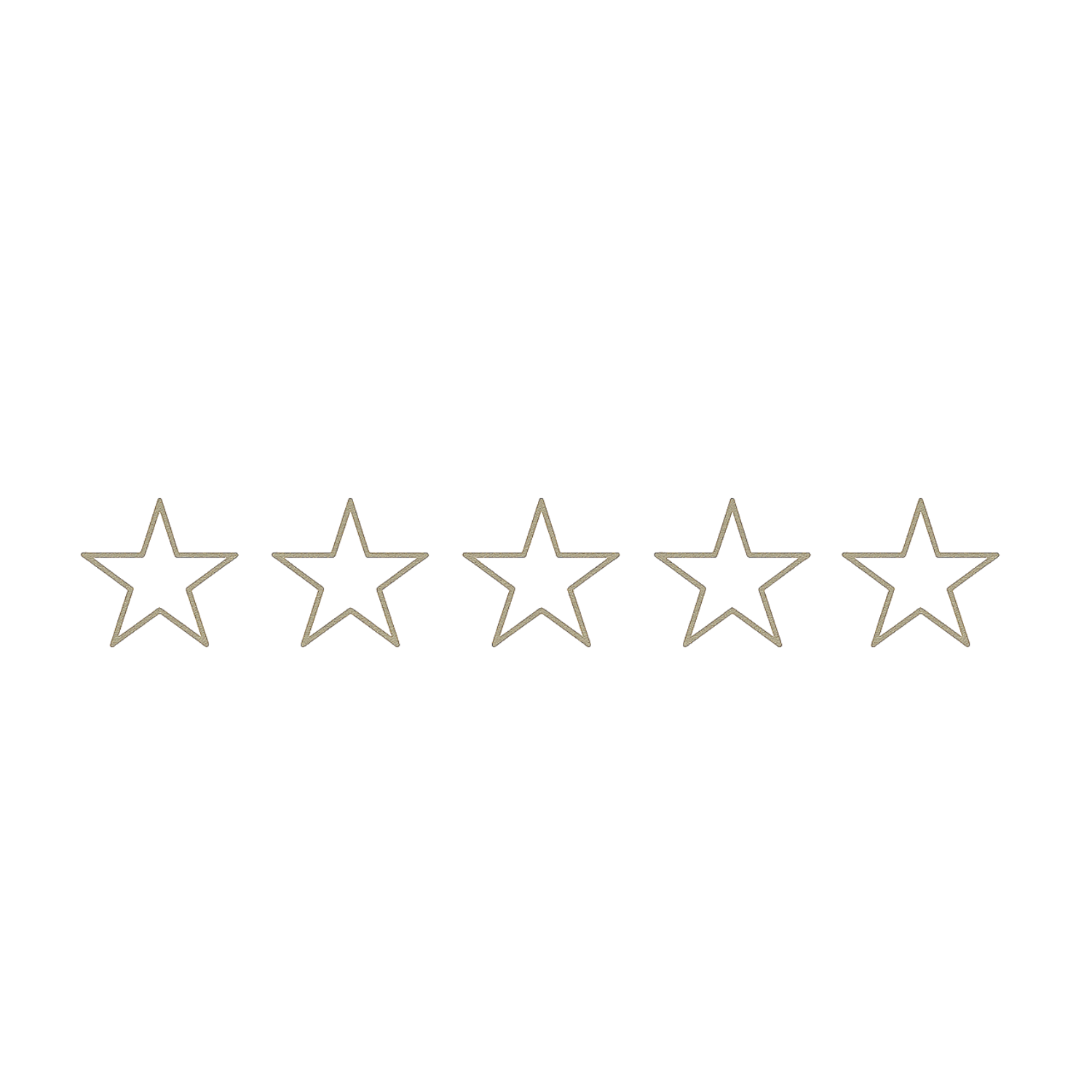 Five empty star rating icons arranged in a row, displayed in a light gray or neutral color.