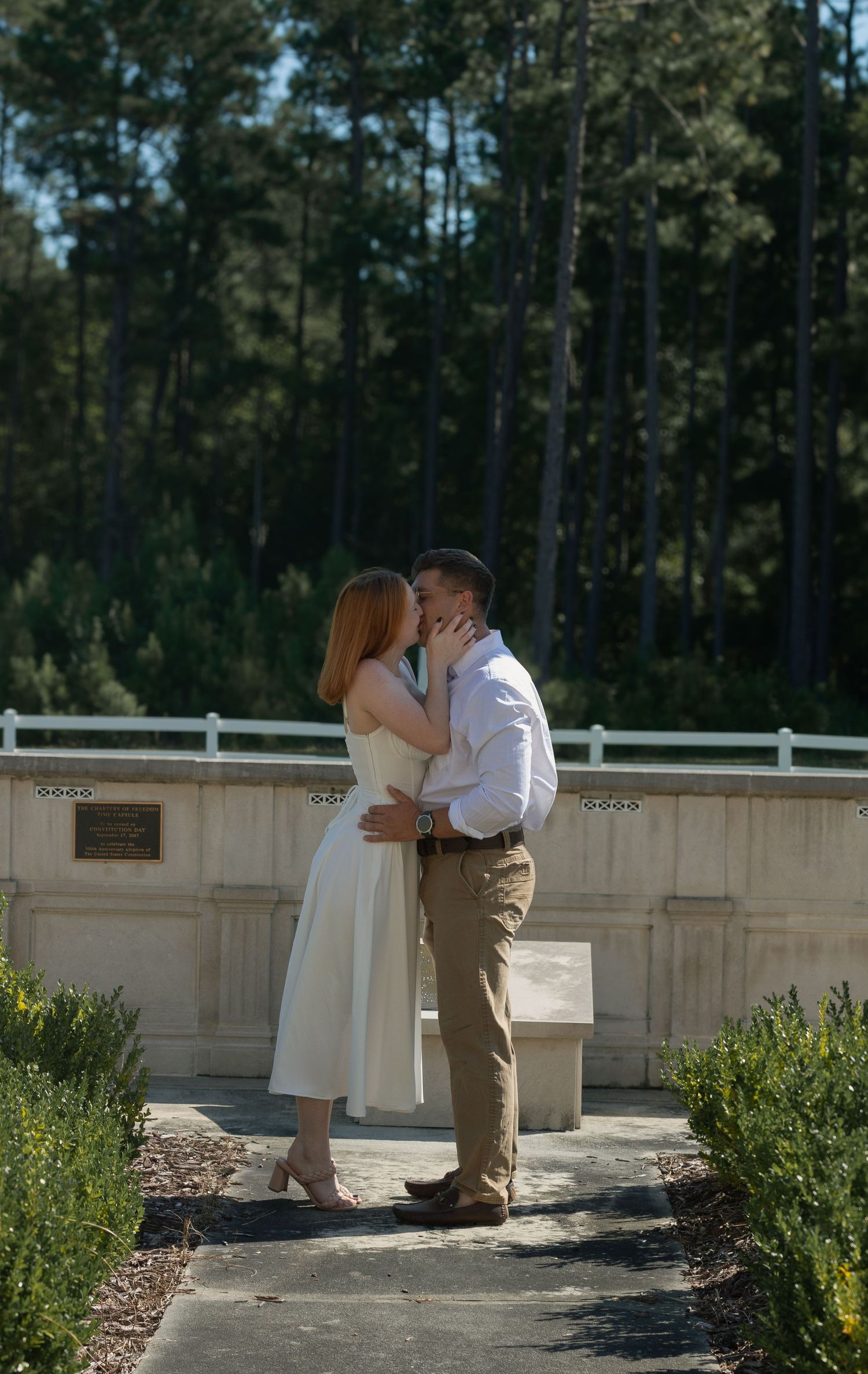 Newlyweds first kiss after their Brunswick County courthouse elopement in Bolivia, NC.