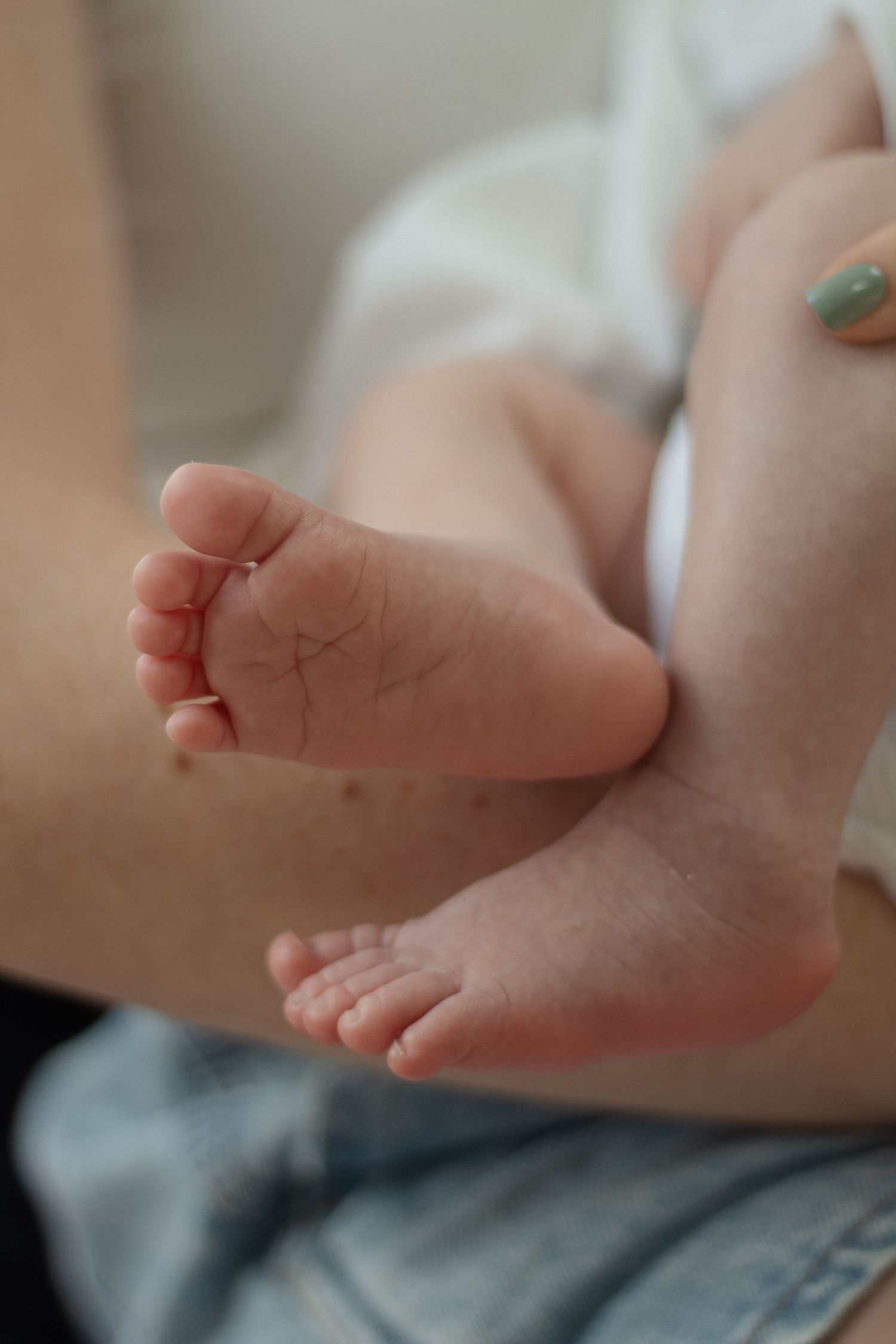 Close-up of a newborn baby's tiny feet during a newborn photography session in Fayetteville, NC.