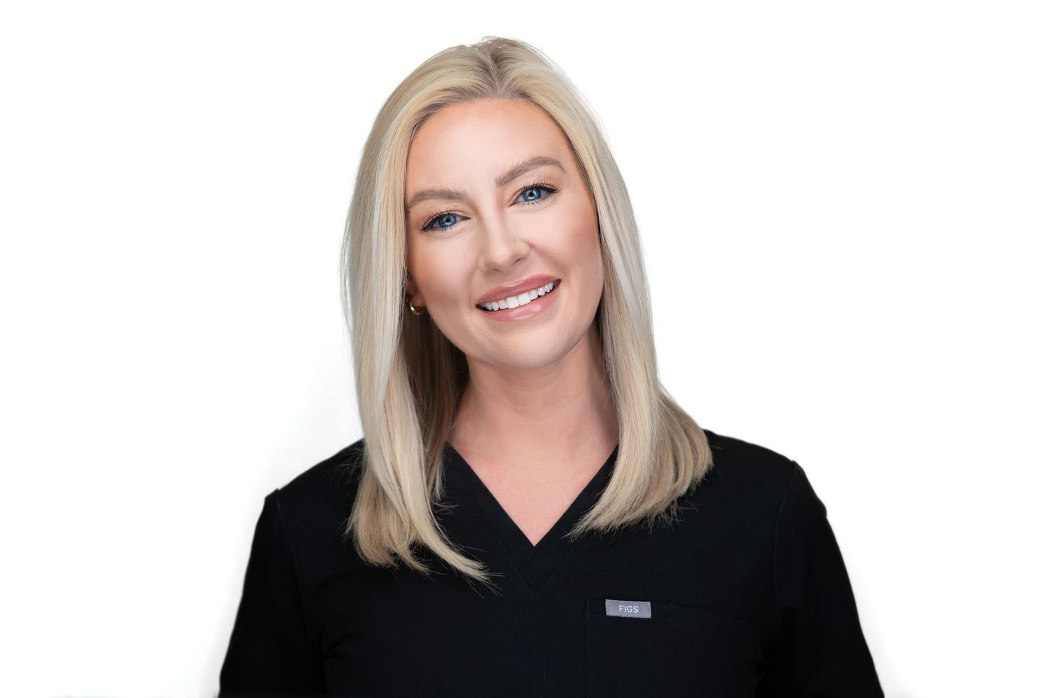 Professional headshot series on white background wearing dark business attire.