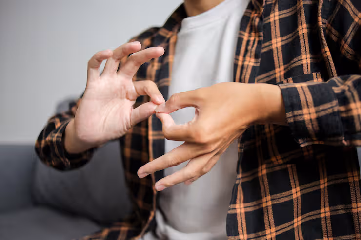 American Sign Language interpreter signing during a meeting, demonstrating ASL communication access and language interpretation services