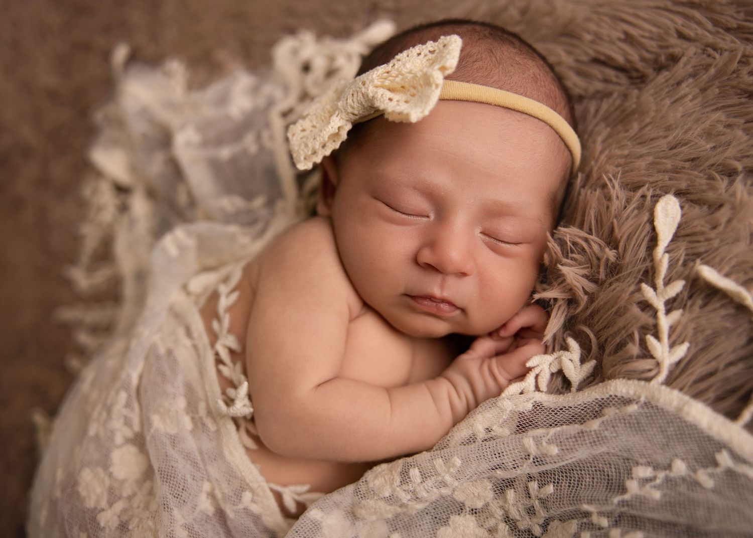 Utah County newborn photographer studio session — simple, classic, true-to-color portrait of sleeping baby