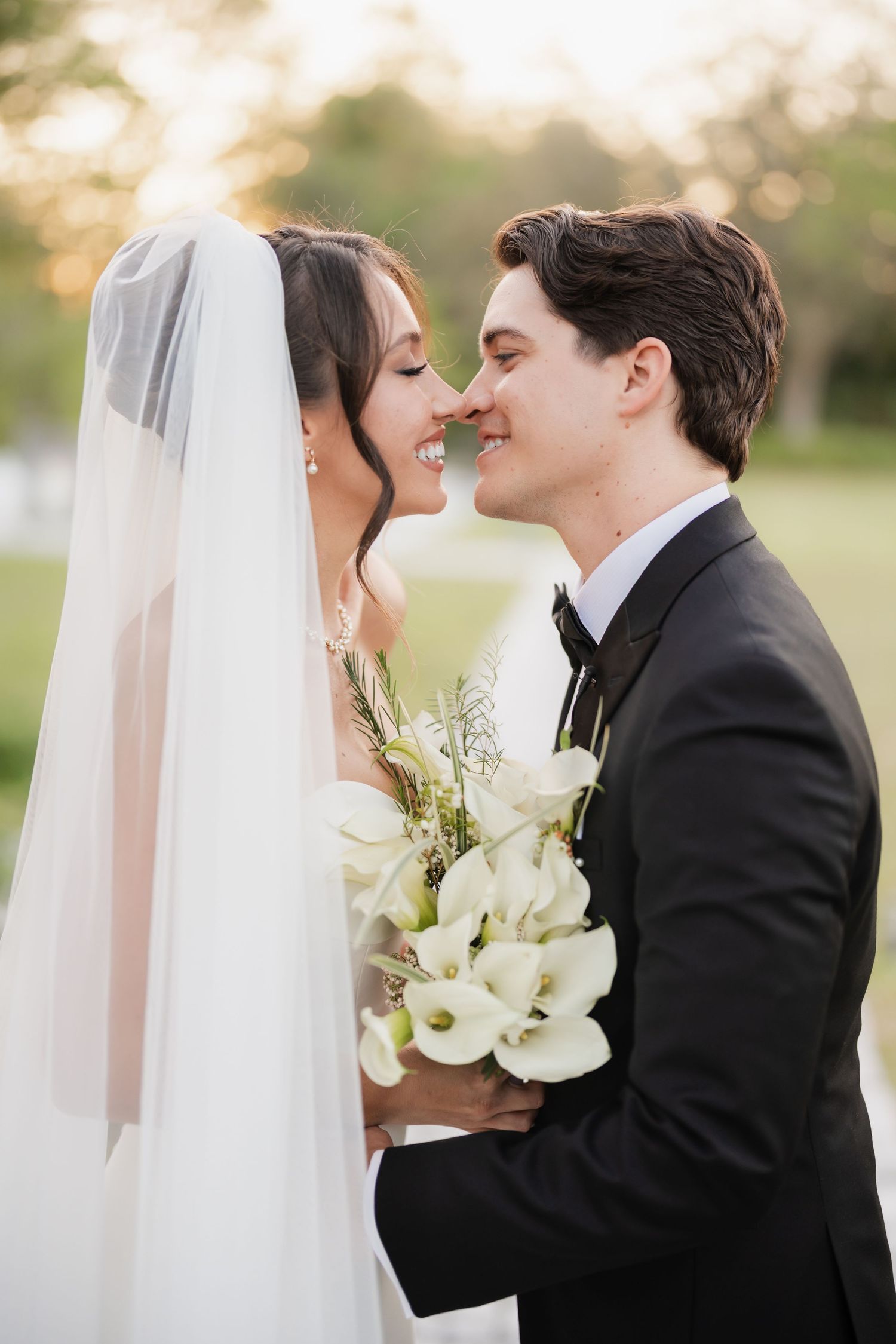 Bride and groom sharing a quiet smile after their Florida wedding ceremony