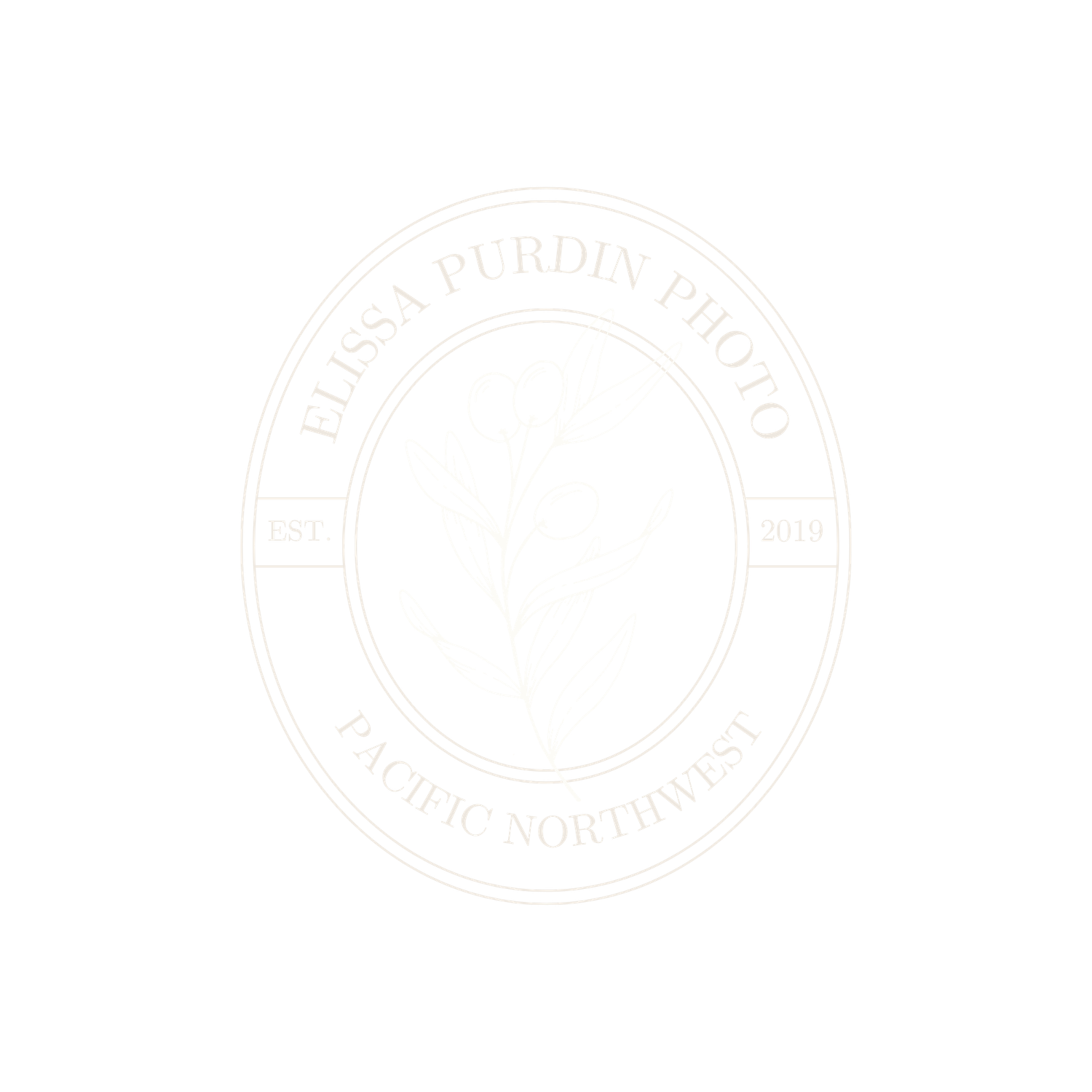 Elissa Purdin Photo Pacific Northwest photography studio watermark logo seal in white.