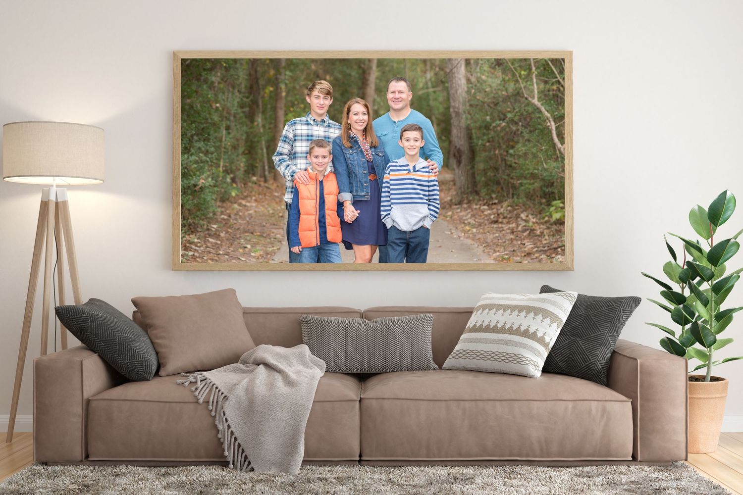 Houston's family custom wall art in the living room