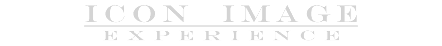 A simple grayscale text logo design with 'ICON IMAGE' text and a thin line underneath.