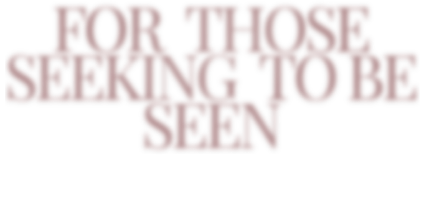Dark red text reading 'FOR THOSE SEEKING TO BE SEEN' against a black background with grungy distressed effect.