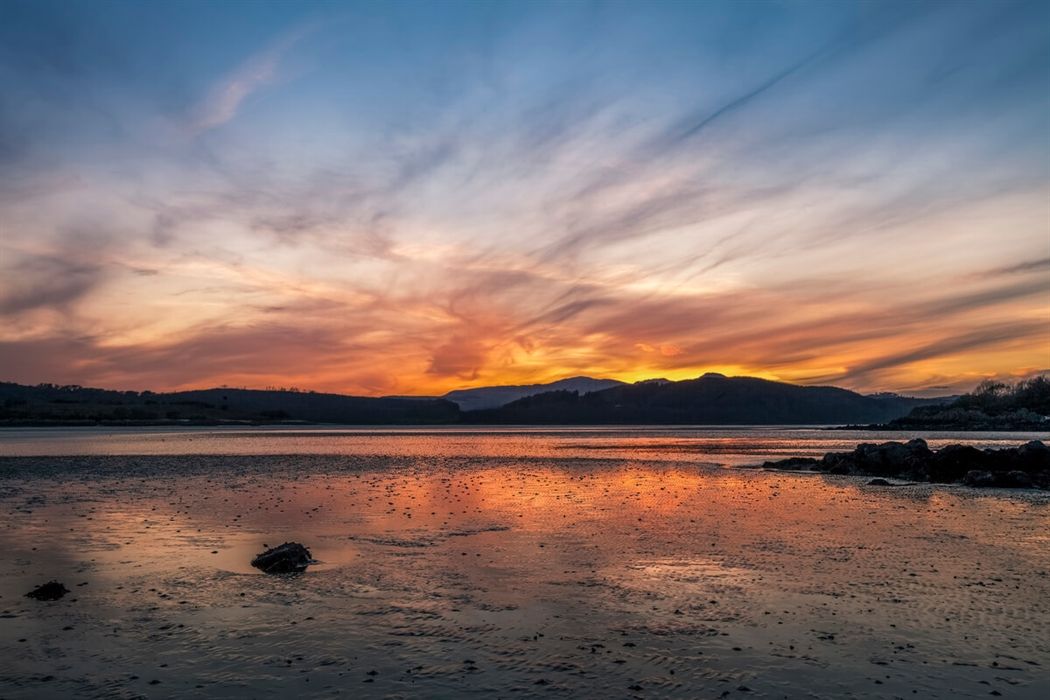 sunset from a beach on the Solway Coast