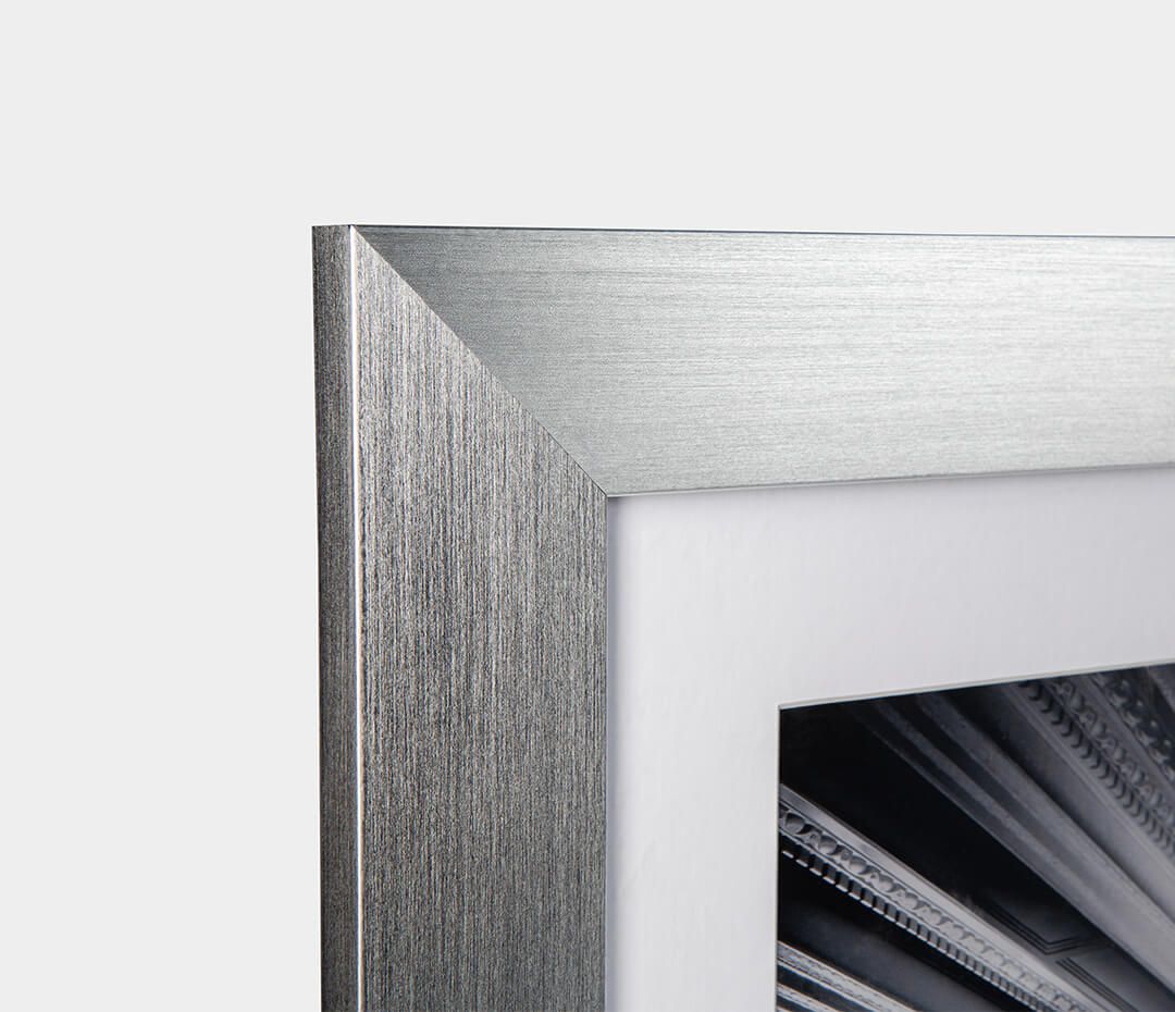close up of a silver metallic frame. Product of 4 Ever Paw Prints Pet Photography