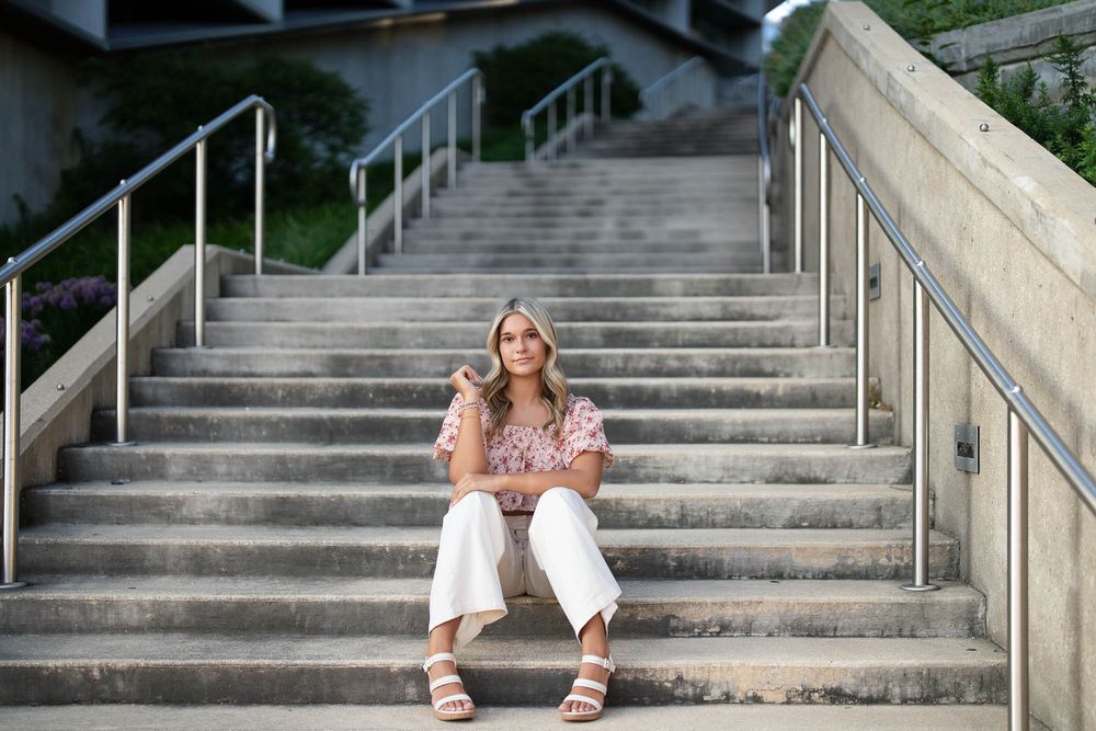 Grand Rapids senior photography behind the scenes staircase session