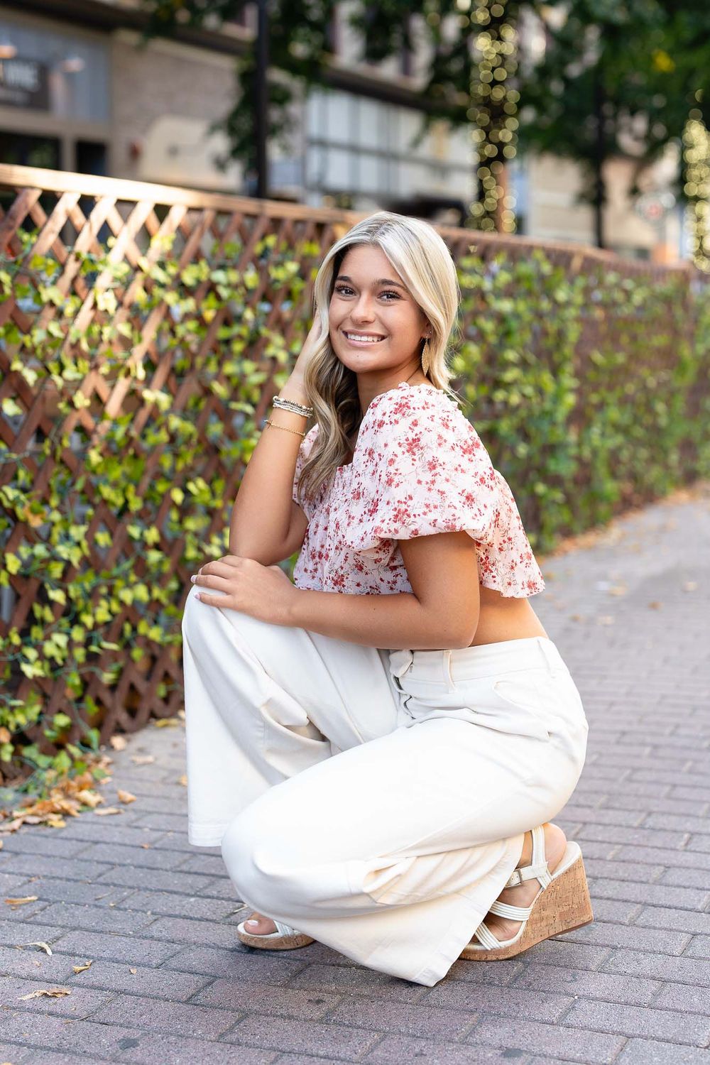 Grand Rapids senior portraits white skirt natural field