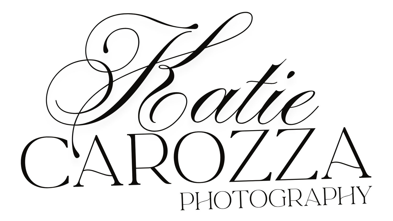 Elegant black and white logo for Katie Carozza Photography featuring stylish script and serif typography.