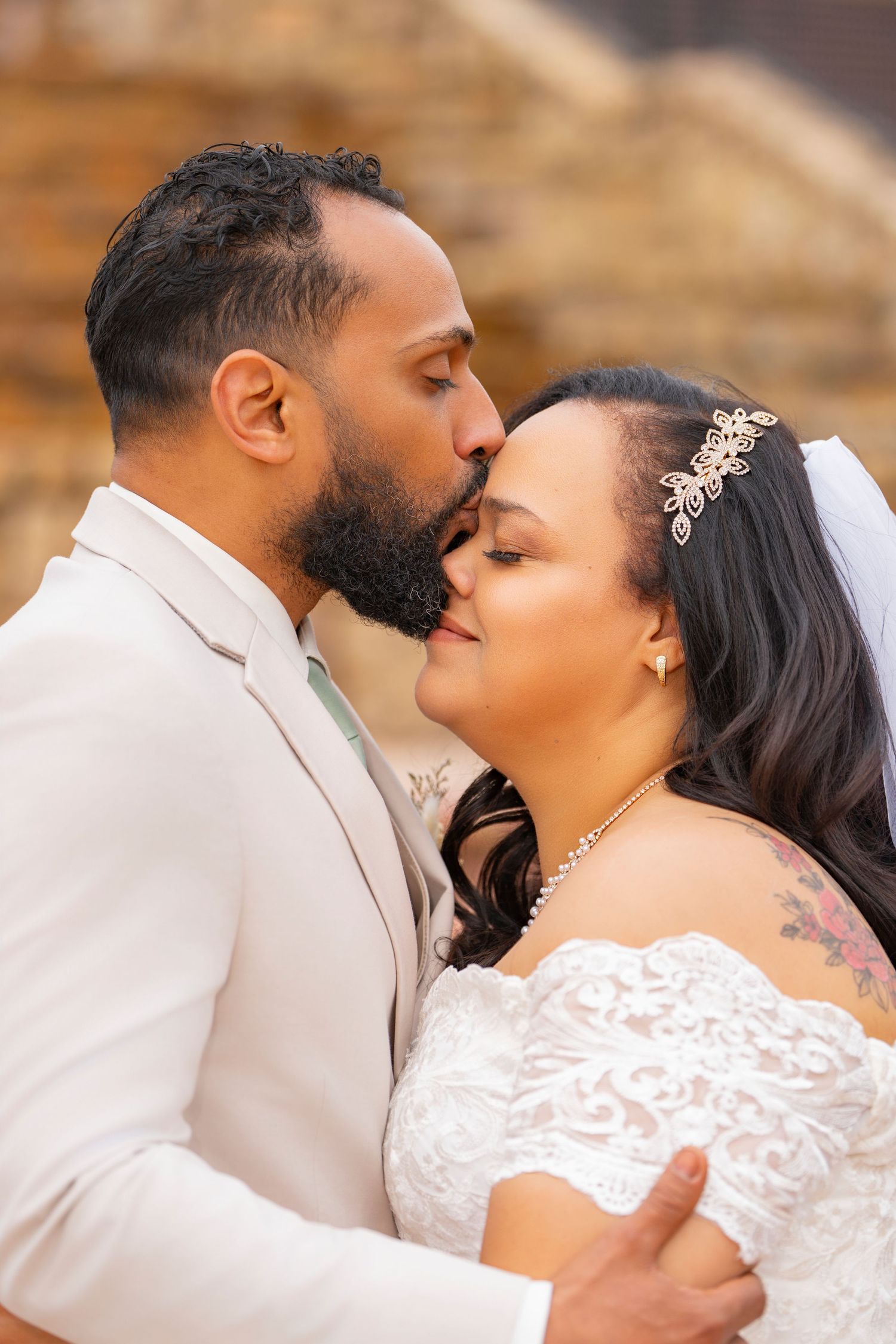 A romantic wedding sequence shows a couple in white attire sharing intimate moments during their special day.