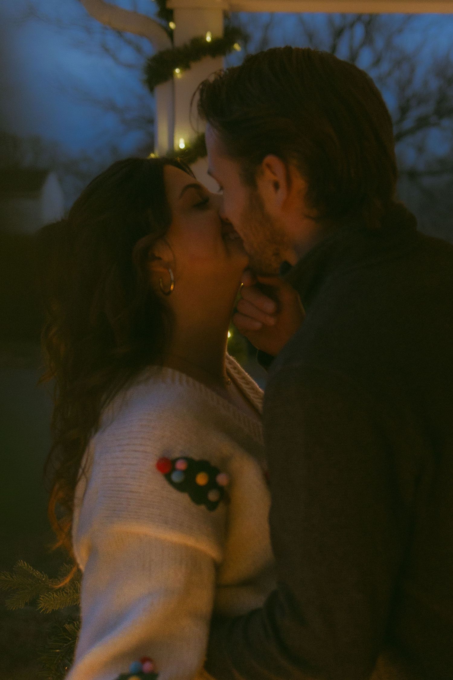 Romantic evening embrace captured in a series of intimate moments at dusk.