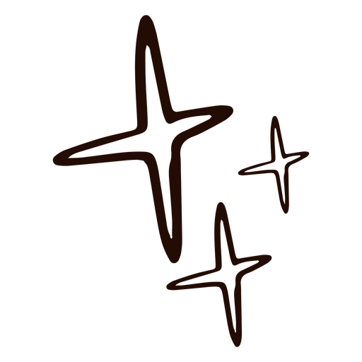 Simple black hand-drawn stars and sparkle doodles scattered on white background.