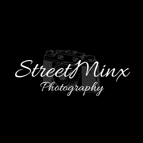 Black and white logo for StreetMinx Photography with illustrated camera silhouette.