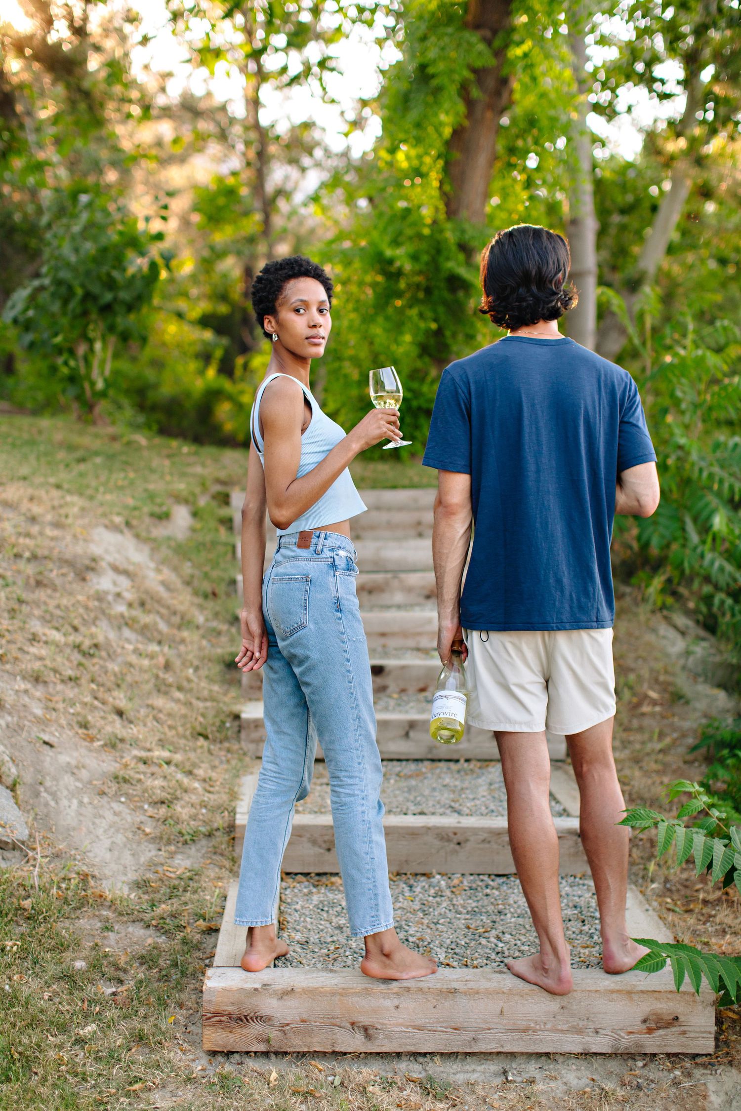 lifestyle couple enjoying wine on a summer day