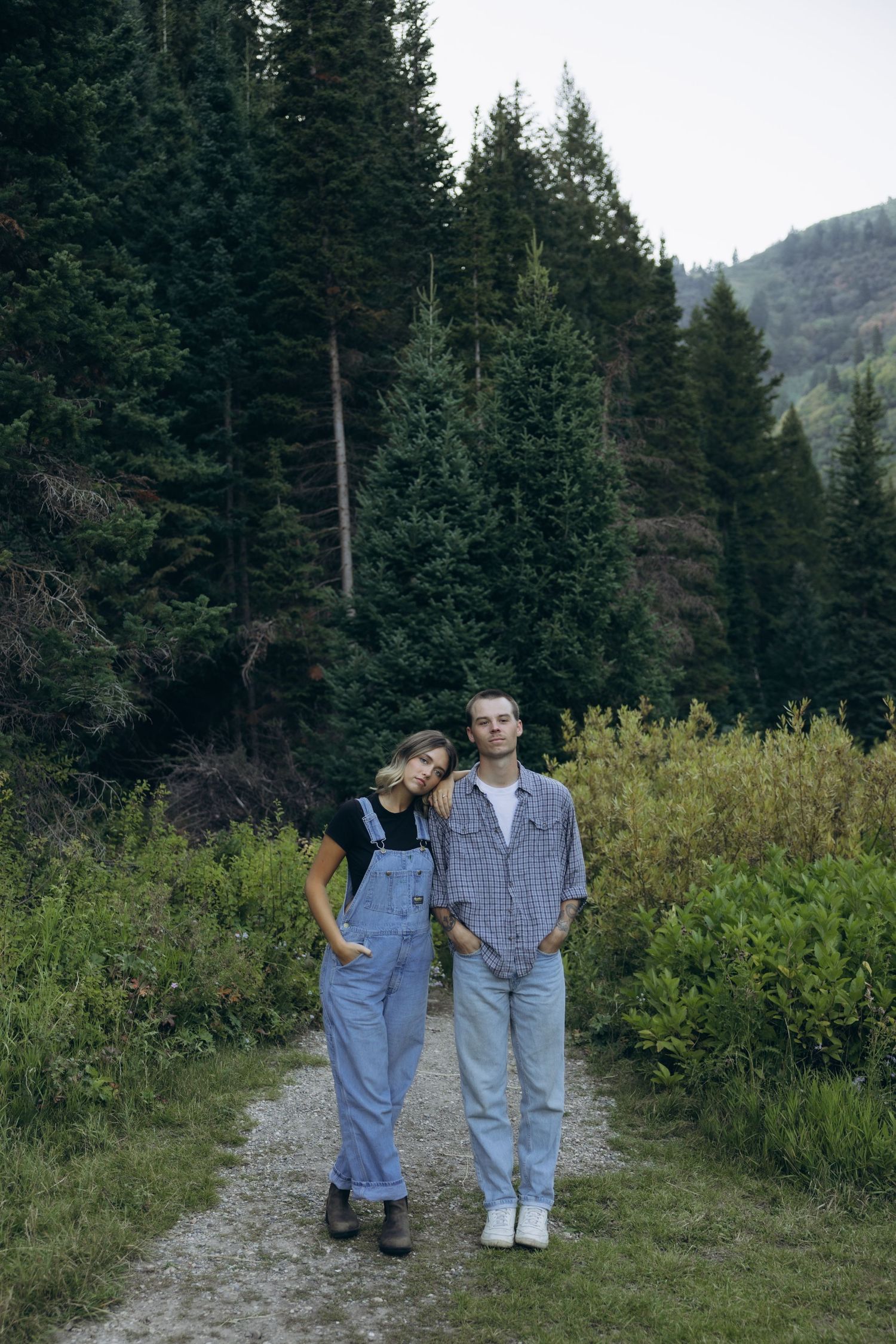 An editorial styled photo of a couple in the Utah Mountains.