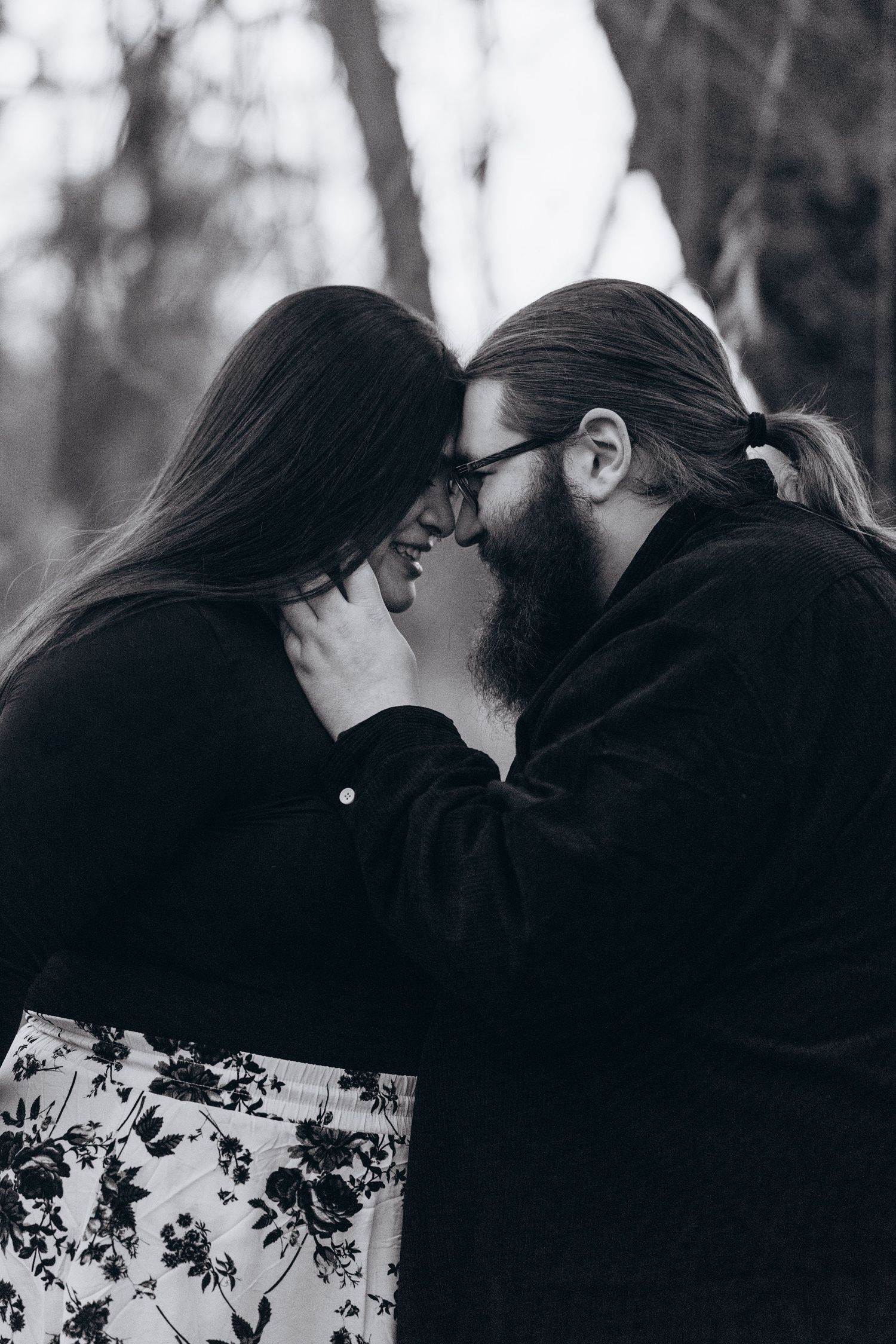 Black and white couple photo. Very romantic.
