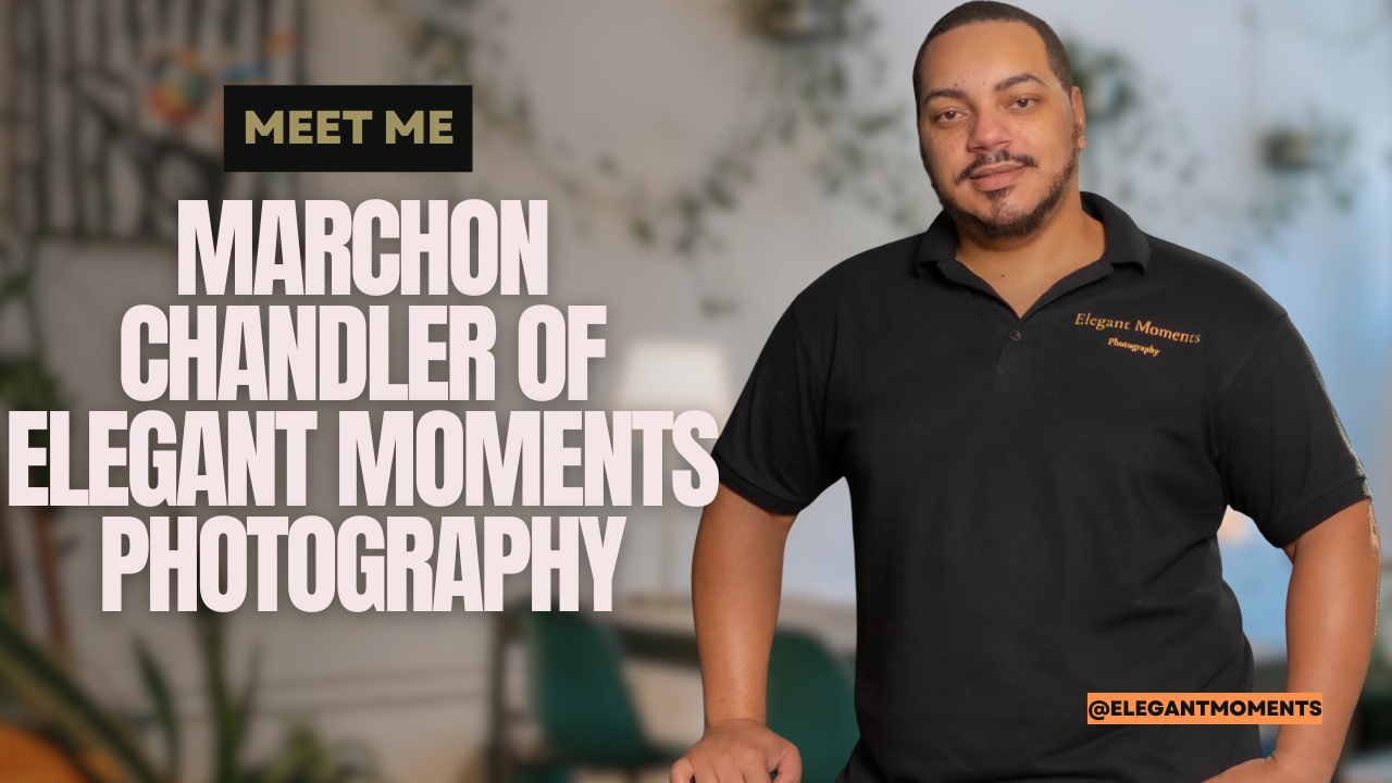 A professional photographer in a black polo shirt stands against a blurred outdoor backdrop.