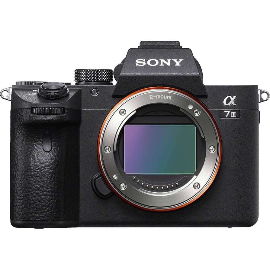 Sony Alpha A7 III mirrorless digital camera body showing the full-frame sensor mount without lens attached.