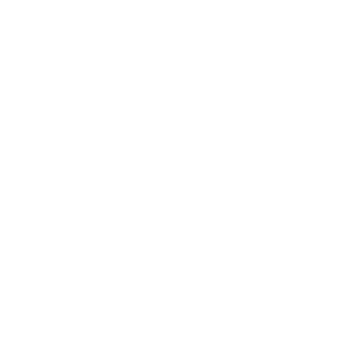 Minimalist white geometric logo design on black background.