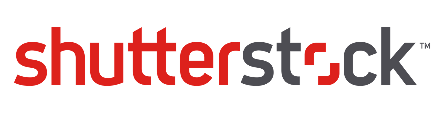 Red and gray Shutterstock logo on white background.