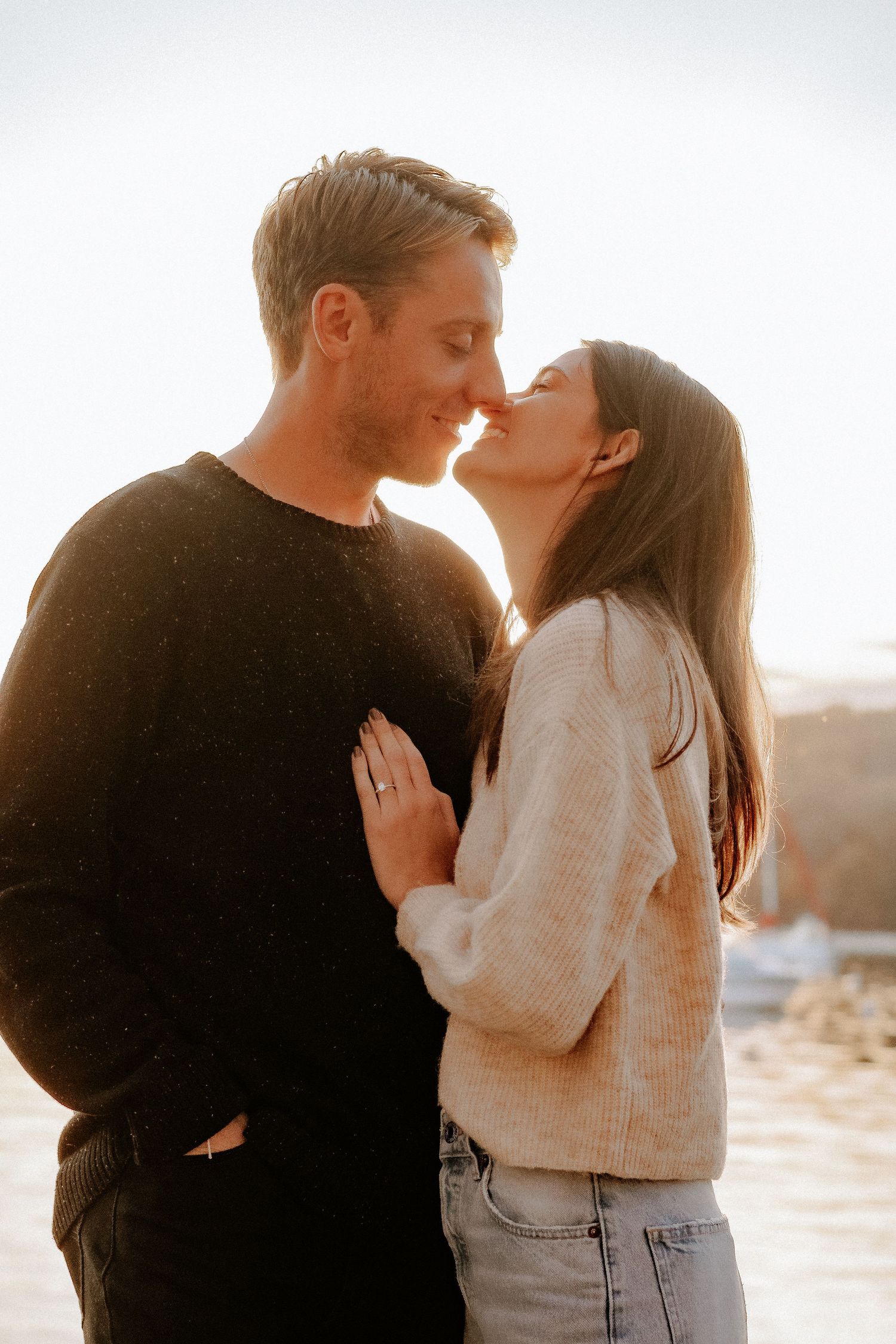 A proposal in the Northport Harbor on a golden day