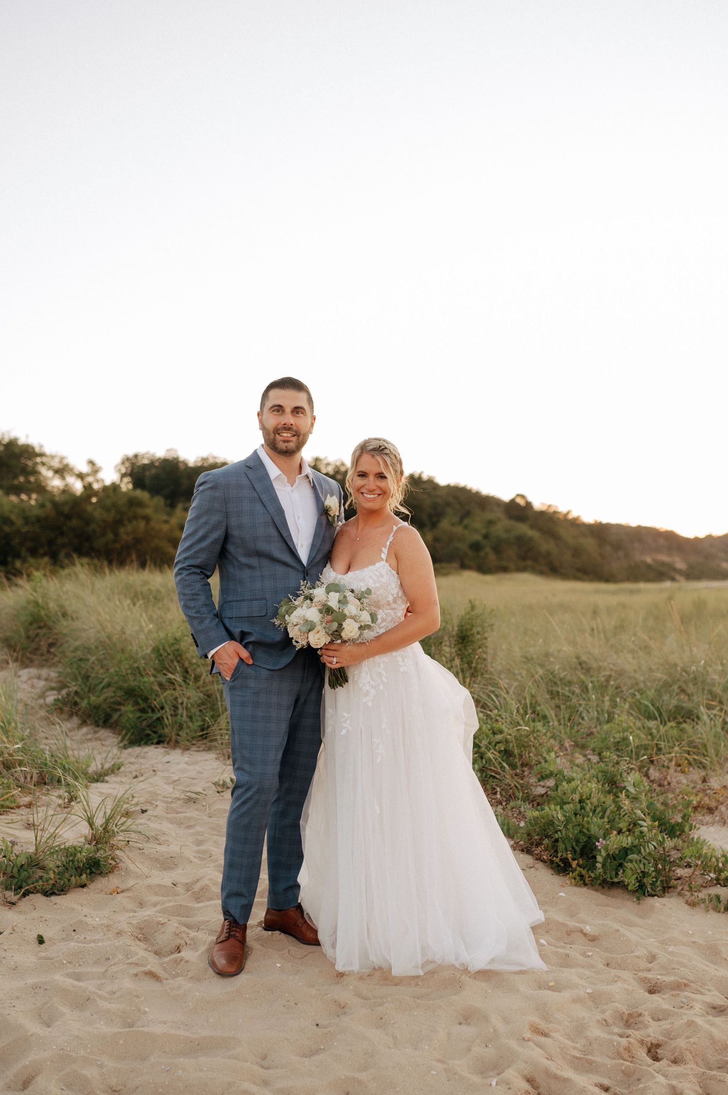 Bride and groom on their big day at the Pavillion at Sunken Meadow