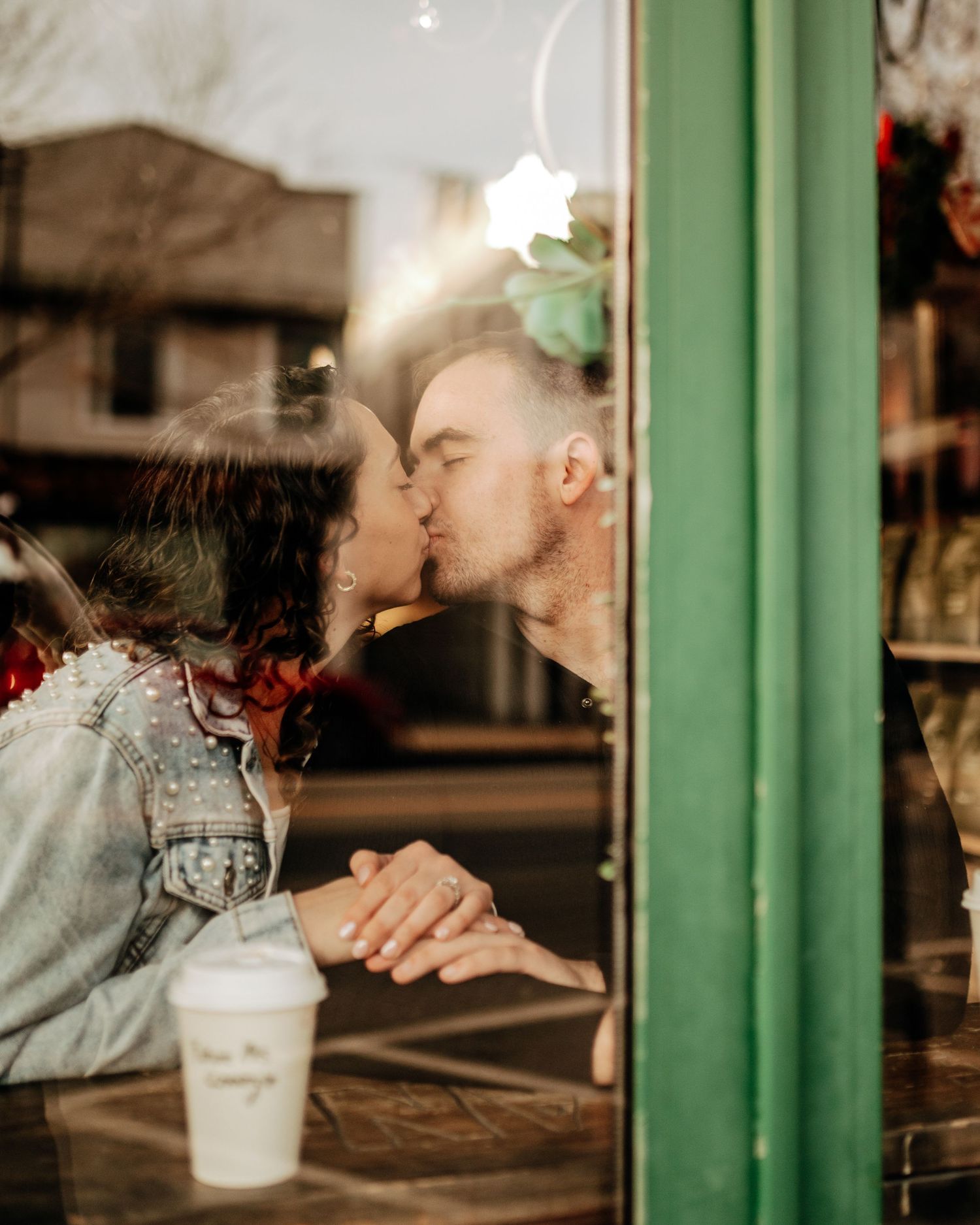An engagement session starting with a coffee date in Bay Shore, followed by beach portraits at Robert Moses