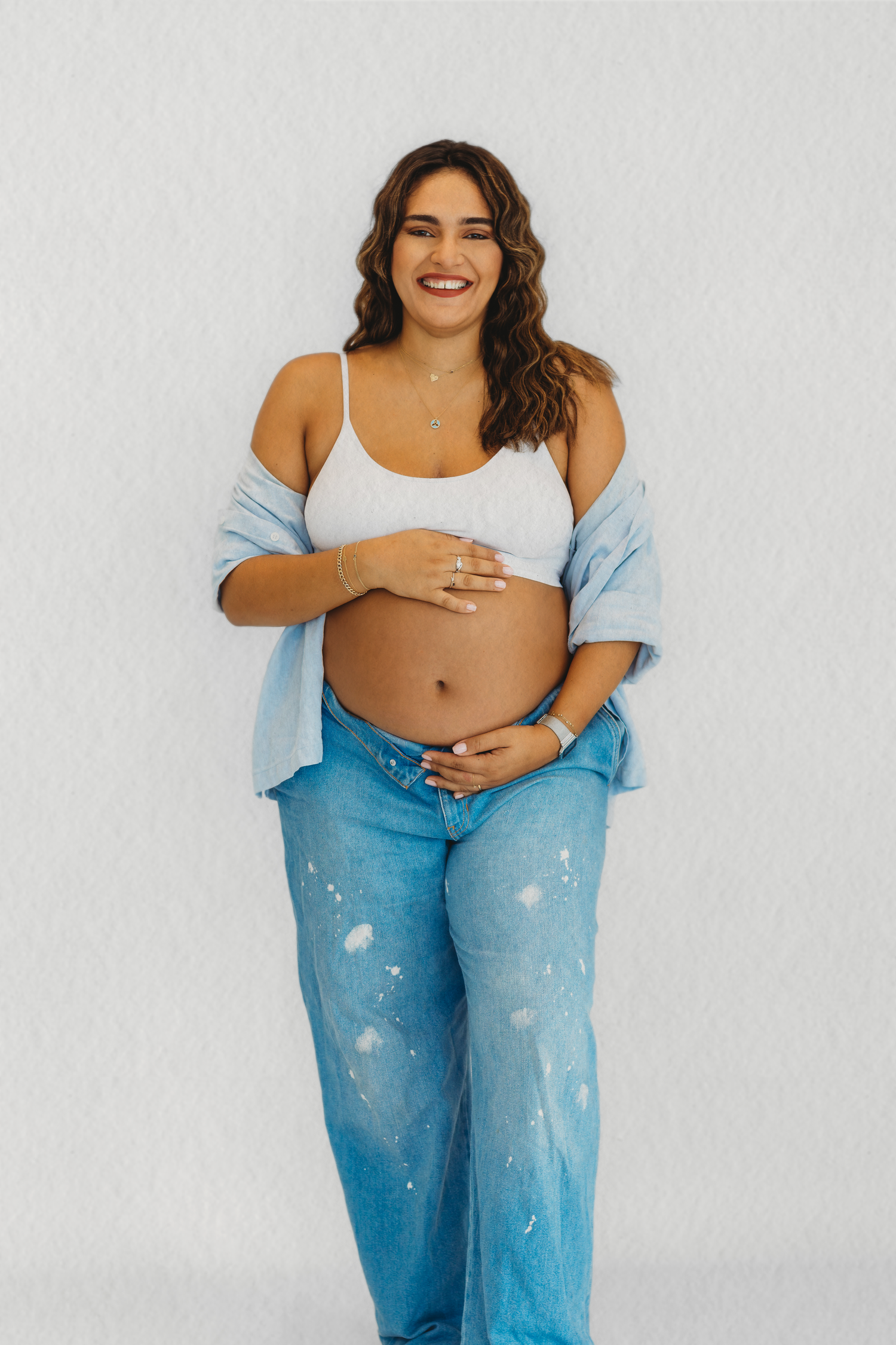 Soft, timeless maternity studio session in Dbayeh, Lebanon