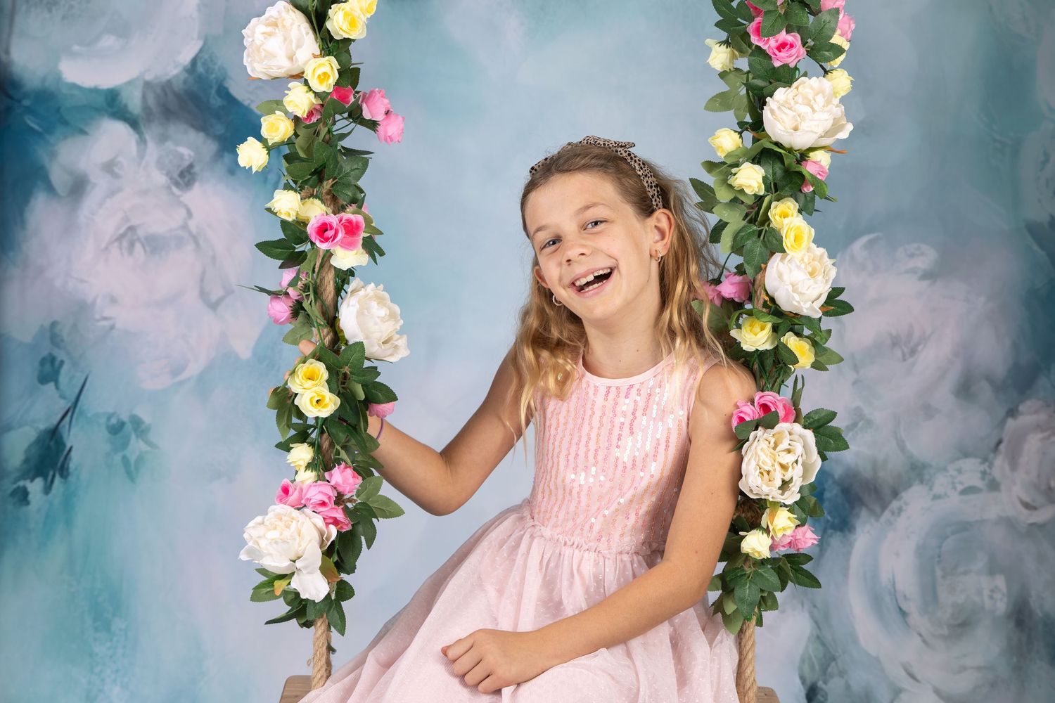 Girl on swing, studio portrait, Hamilton based Photographer, New Zealand