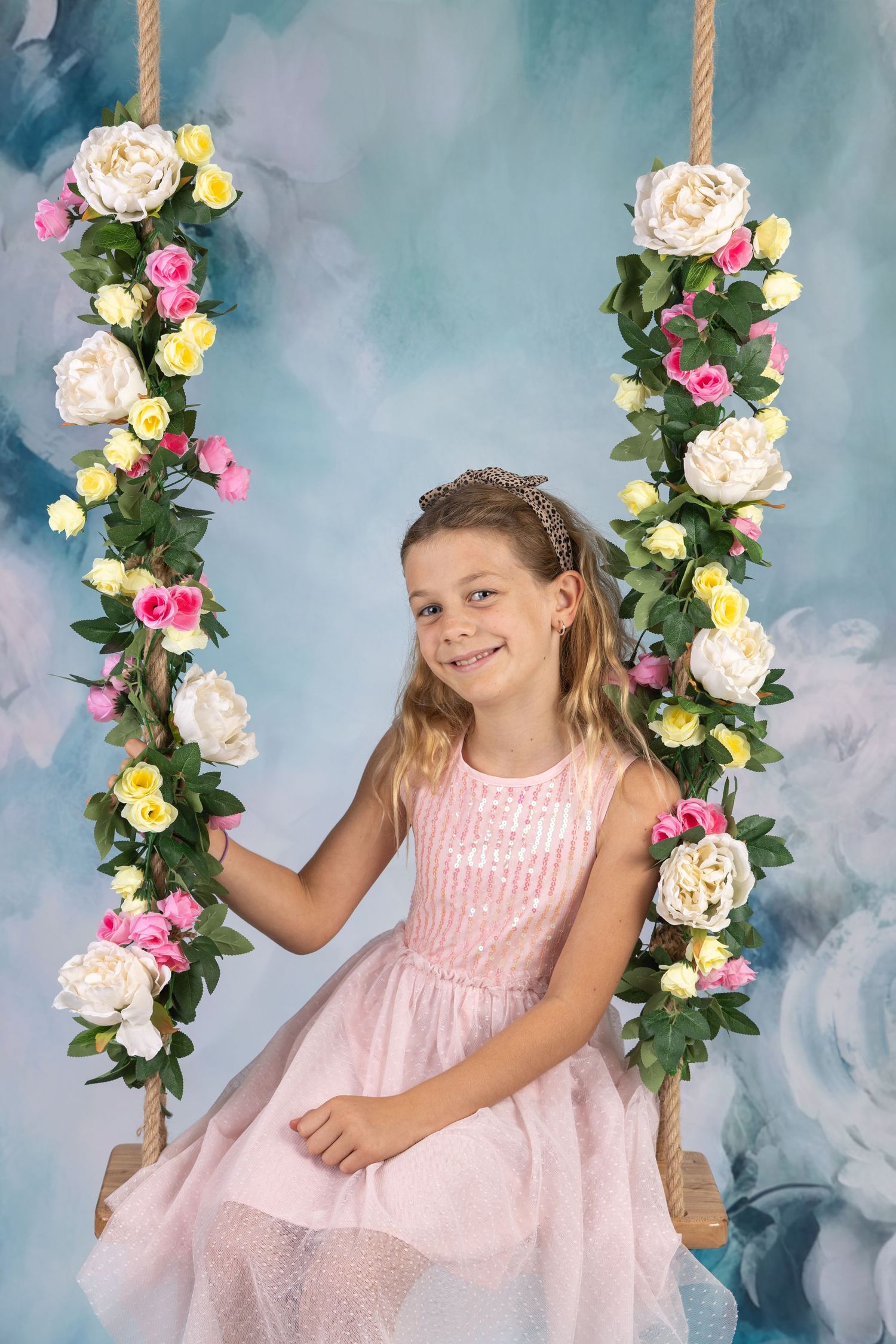 Girl on swing, studio portrait, Hamilton based Photographer, New Zealand
