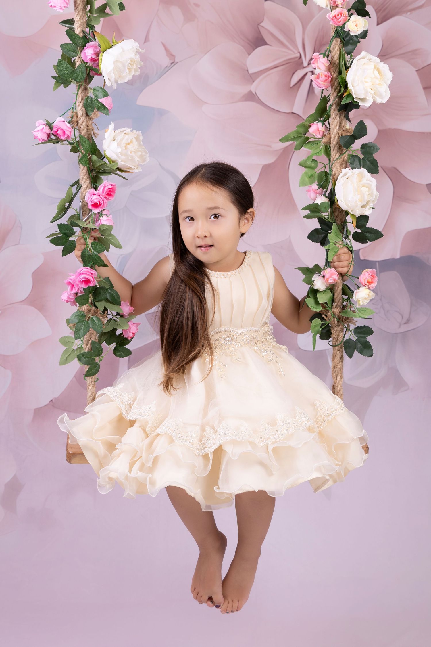 Girl on swing, studio portrait, Hamilton based Photographer, New Zealand