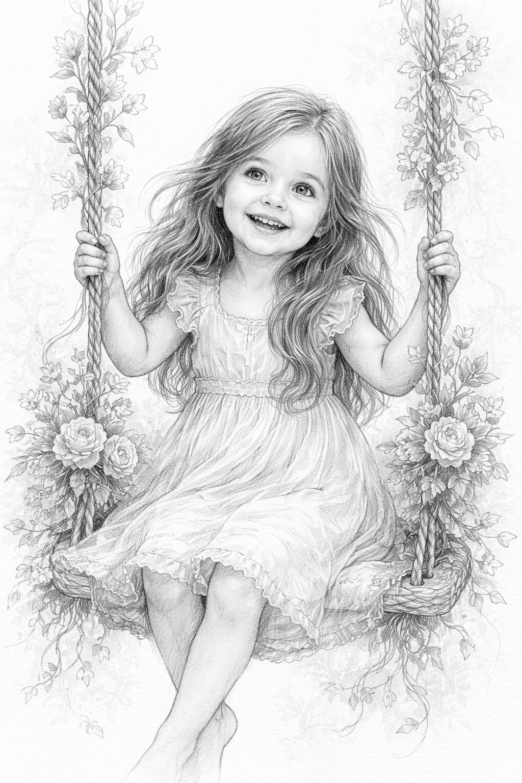 Drawing of girl on swing
