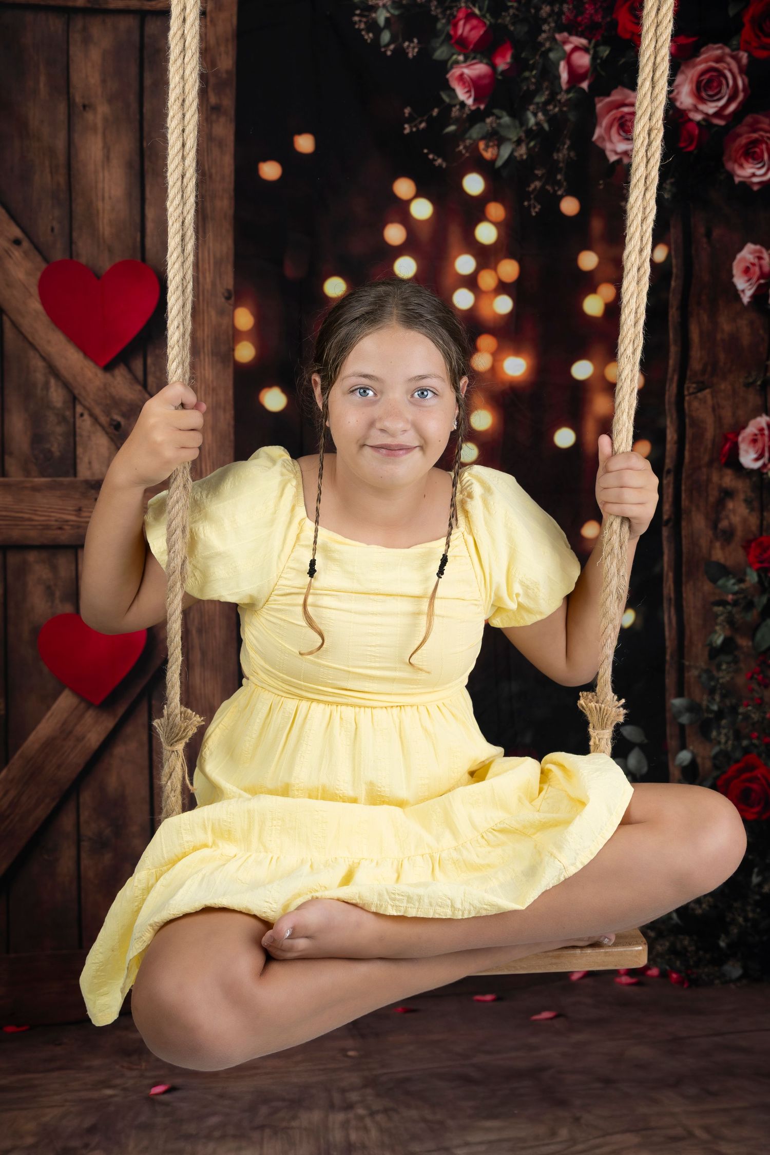 Girl on swing, studio portrait, Hamilton based Photographer, New Zealand