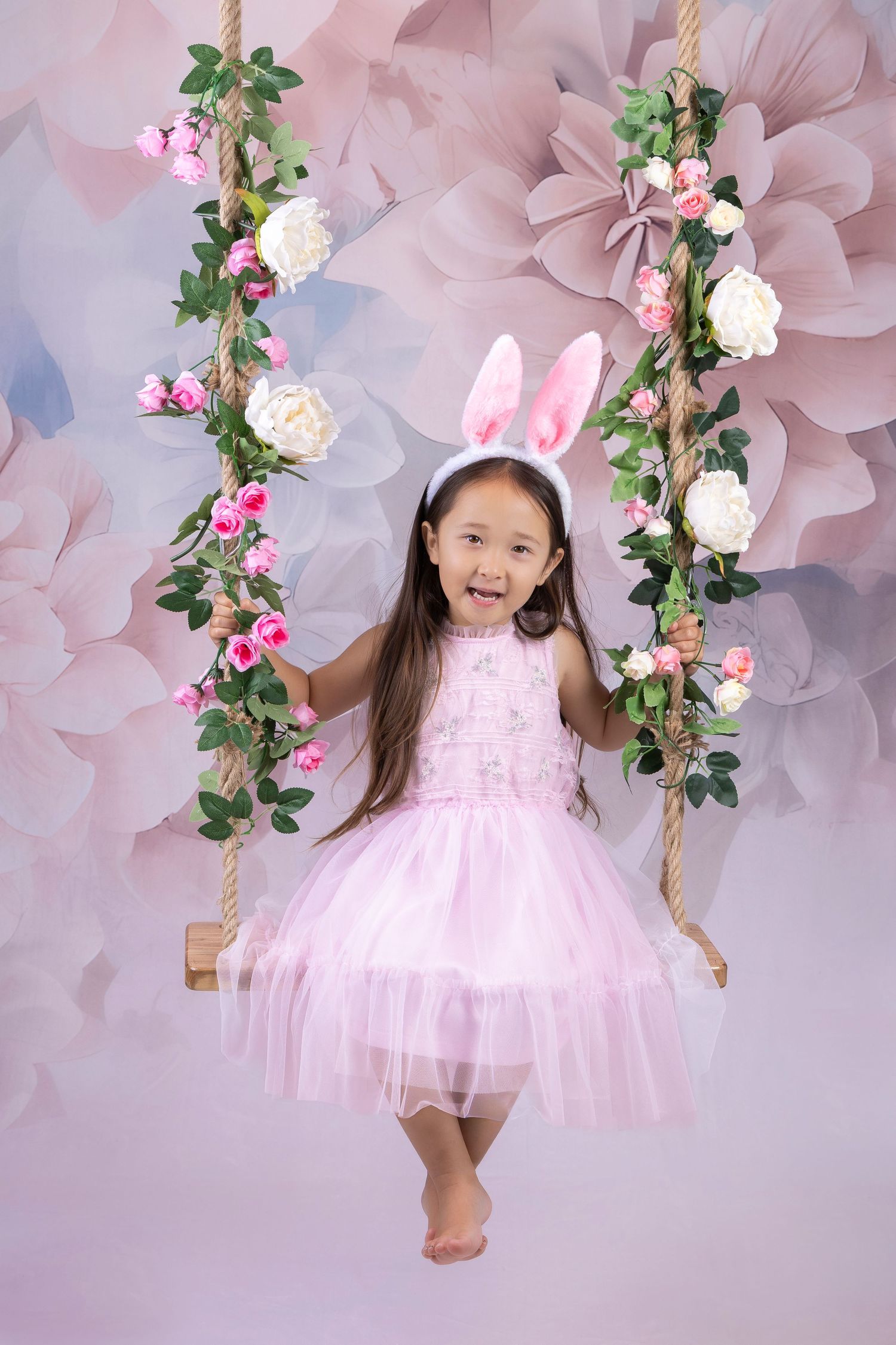 Girl on swing, studio portrait, Hamilton based Photographer, New Zealand