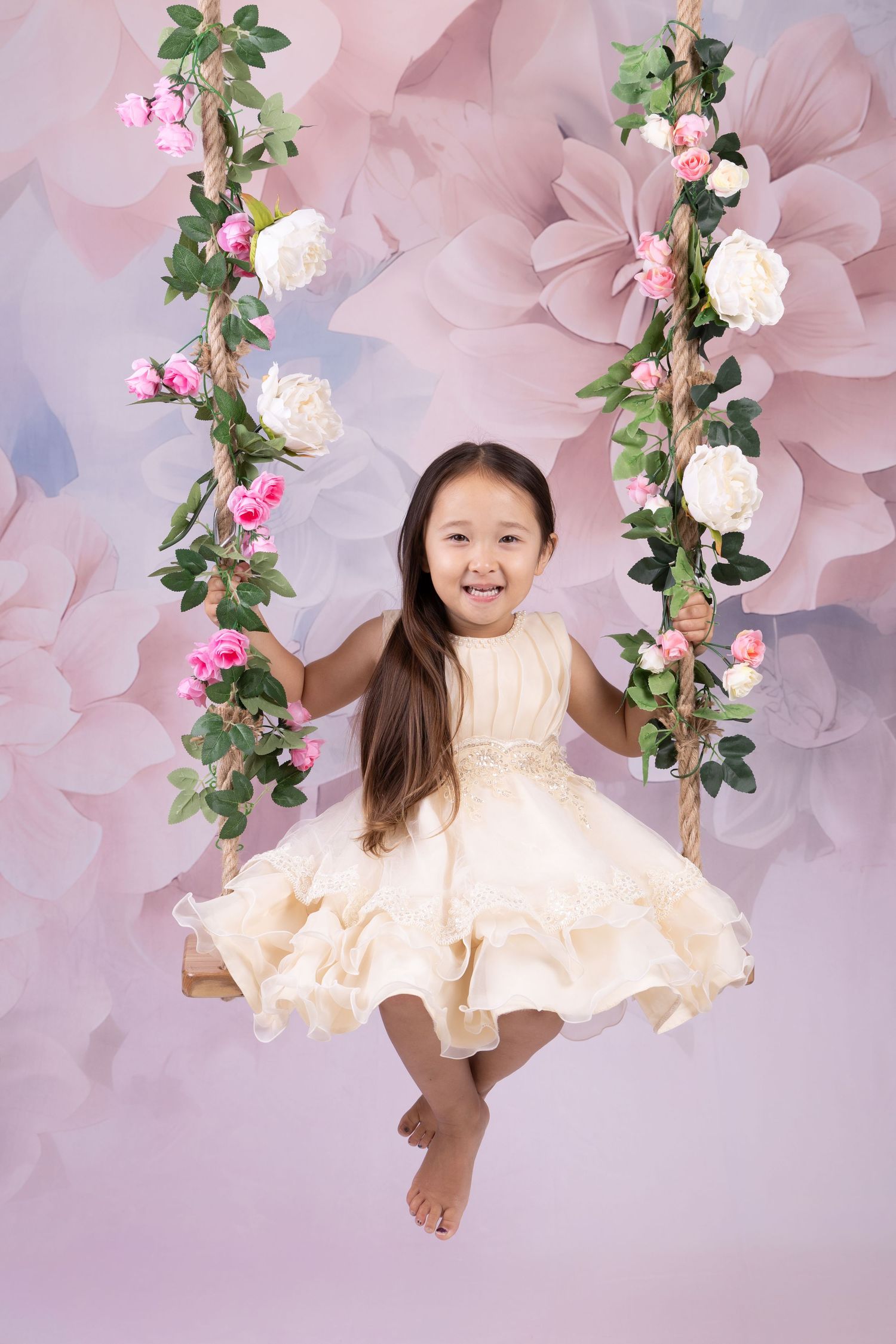 Girl on swing, studio portrait, Hamilton based Photographer, New Zealand