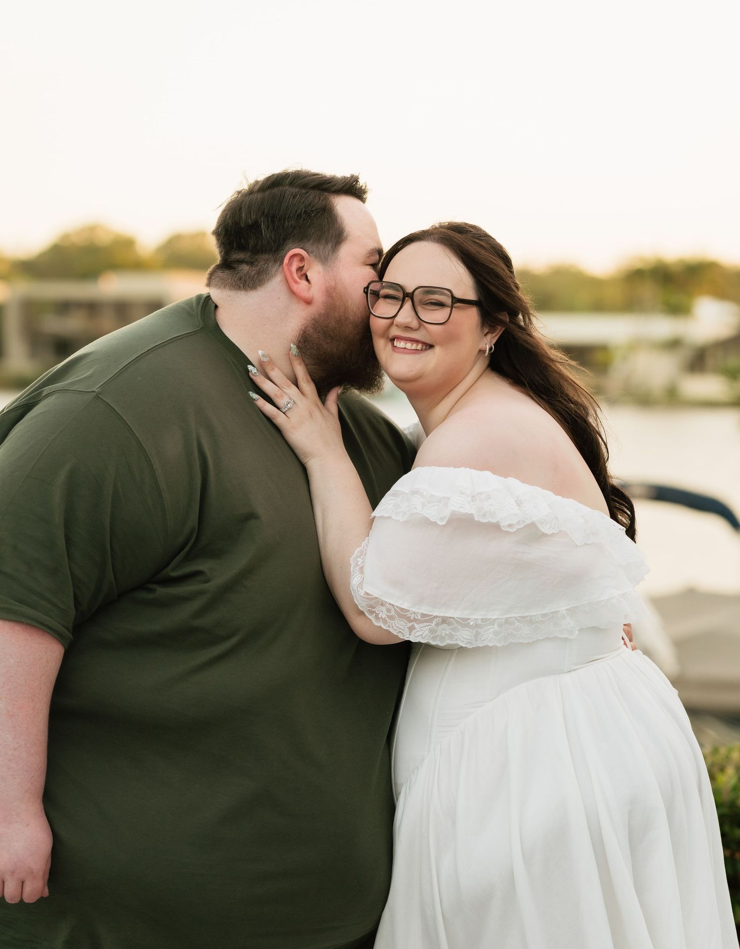 Brisbane wedding photographer — bride and groom sharing a romantic moment, candid and emotive wedding portrait by Joy Filled Photography