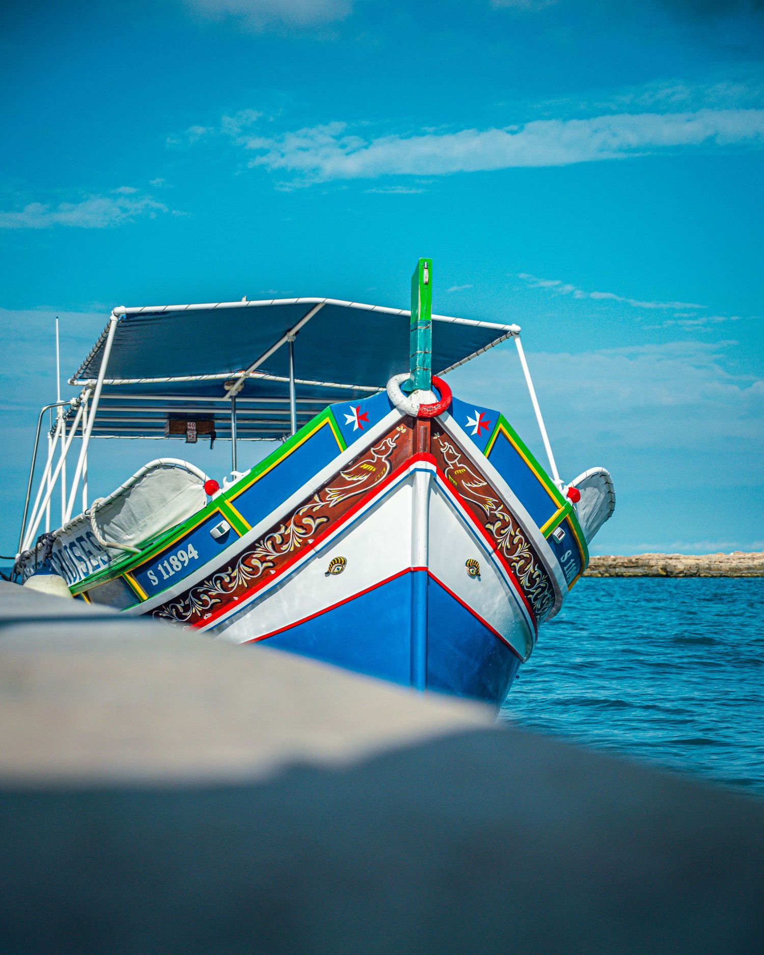 Traditional Maltese Luzzu, in Maltese waters