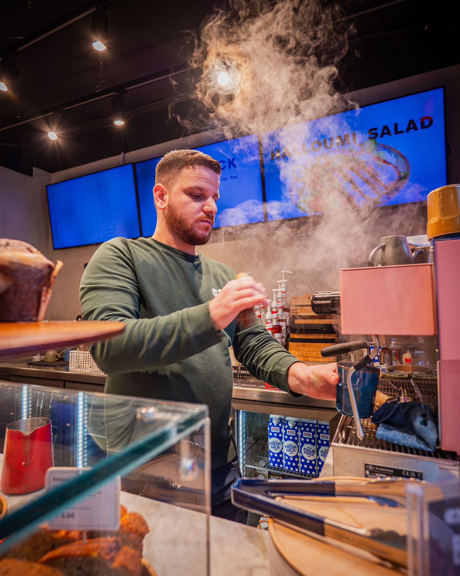 Barista making coffee
