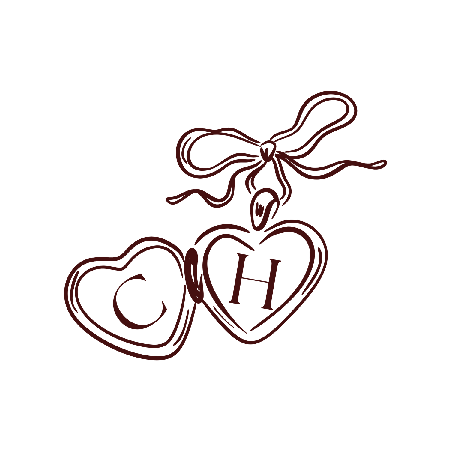 Ornate brown calligraphic design elements and flourishes on white background.