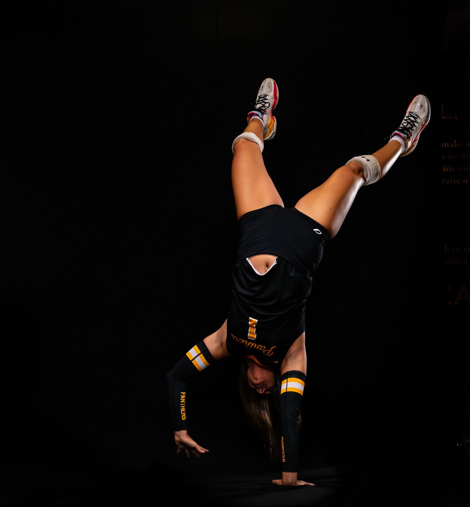 Dynamic volleyball action shots showing diving saves against black background.