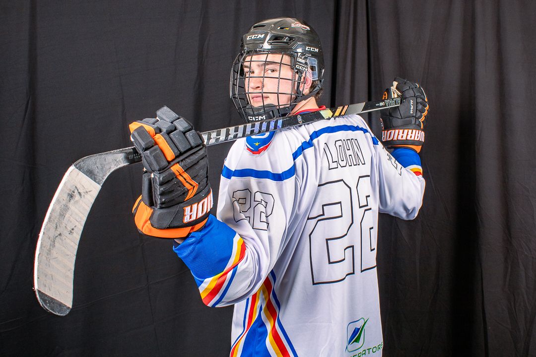 BCIHL Okanagan Lakers player poses in third jersey