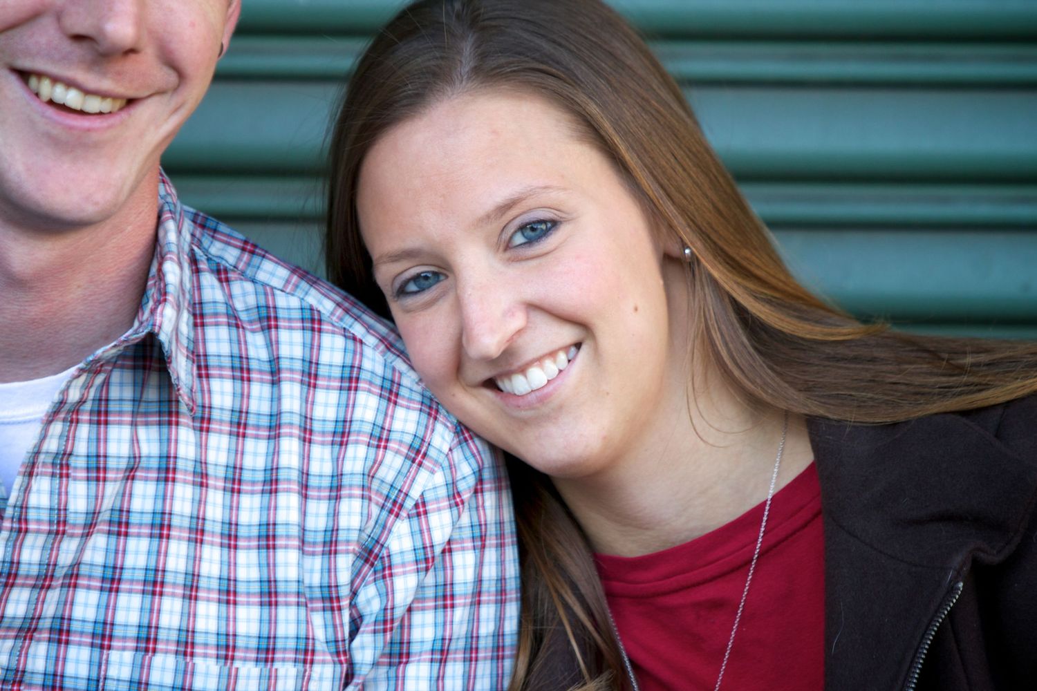 Casual portrait series against a teal colored industrial background.