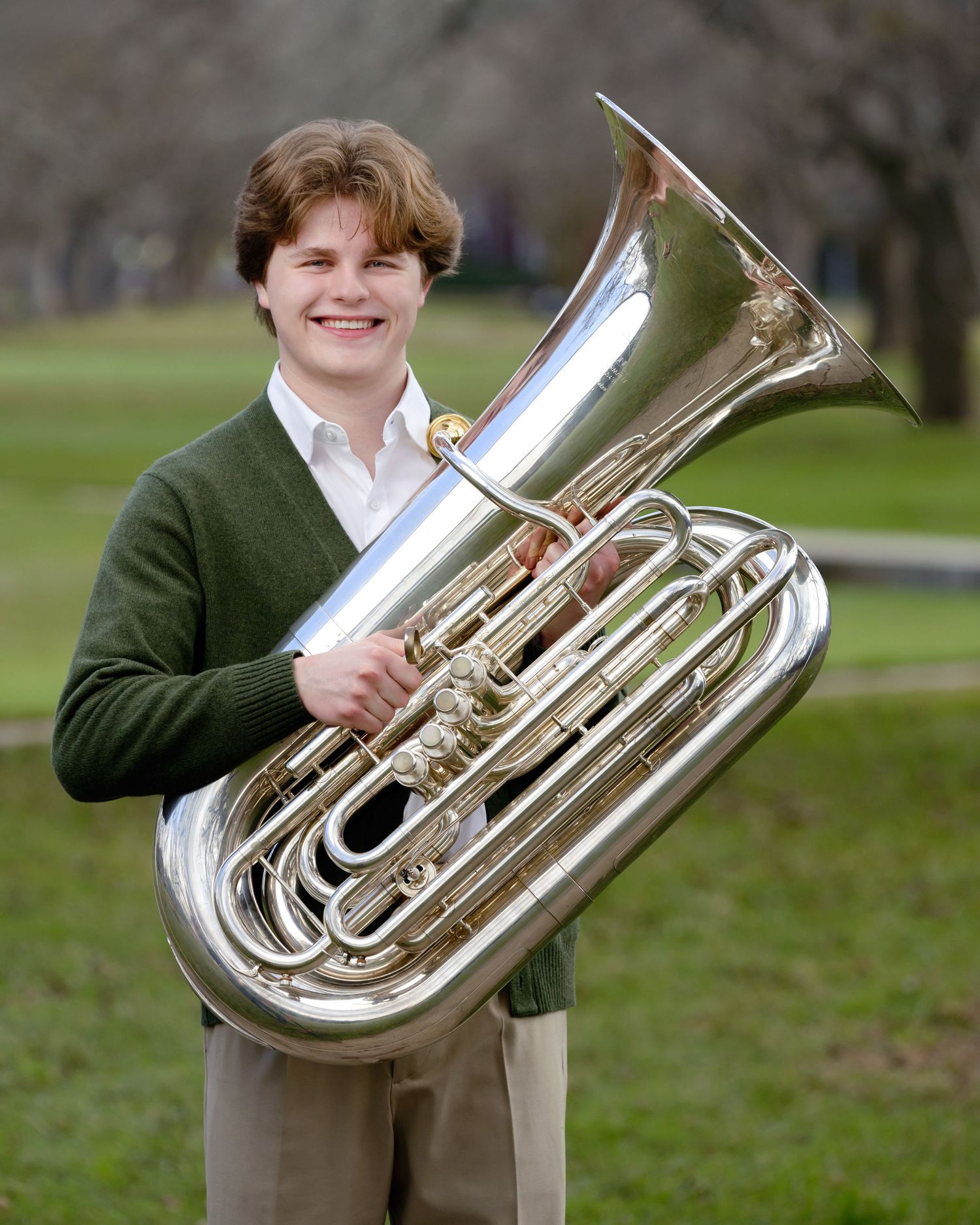 Senior portrait of a musician in natural light
