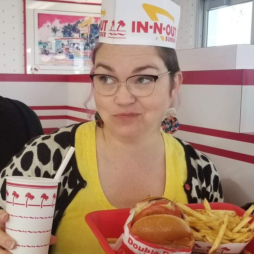 portrait of woman at a fast food restaurant