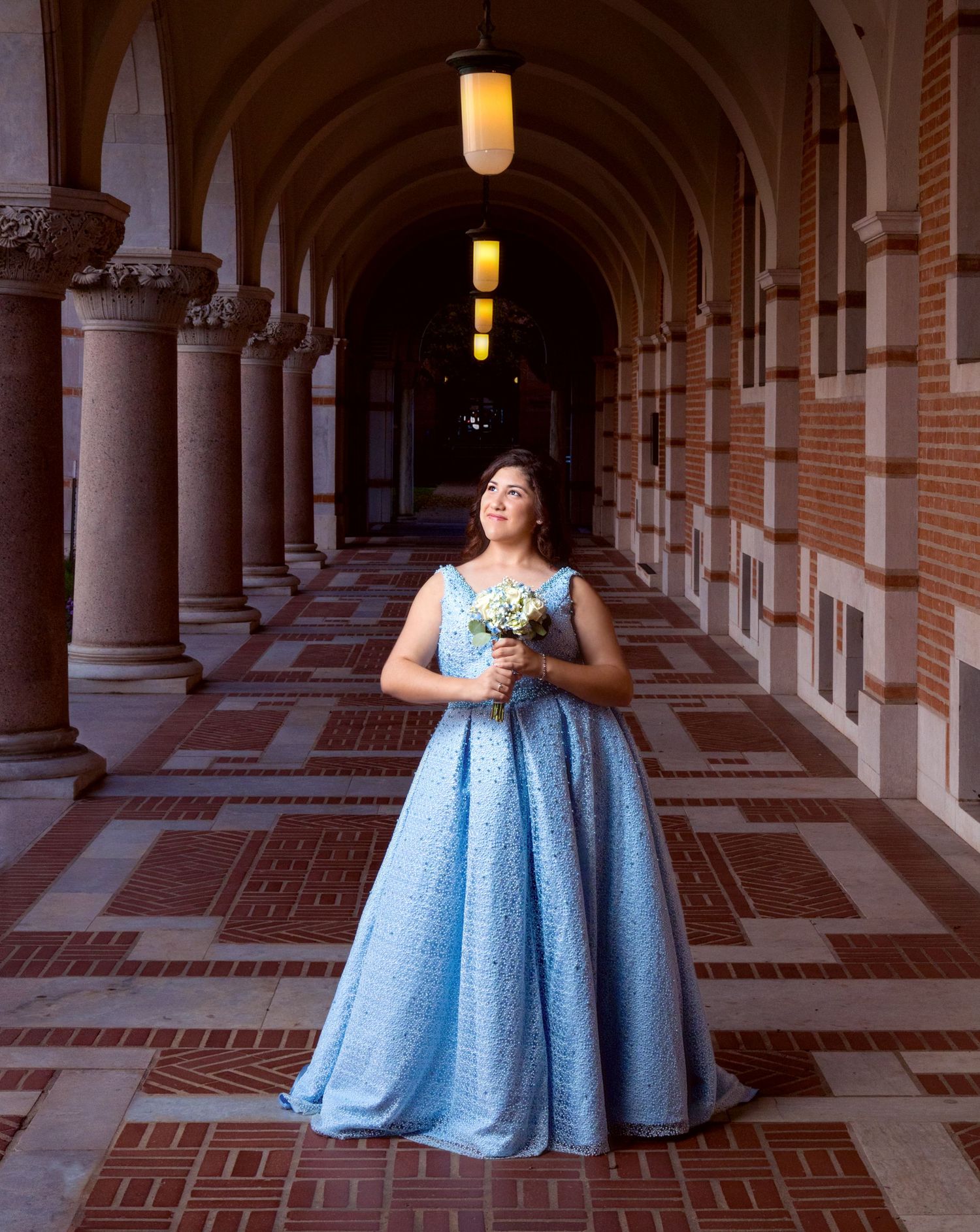Quinceanera portrait of a teen girl in with off camera flash